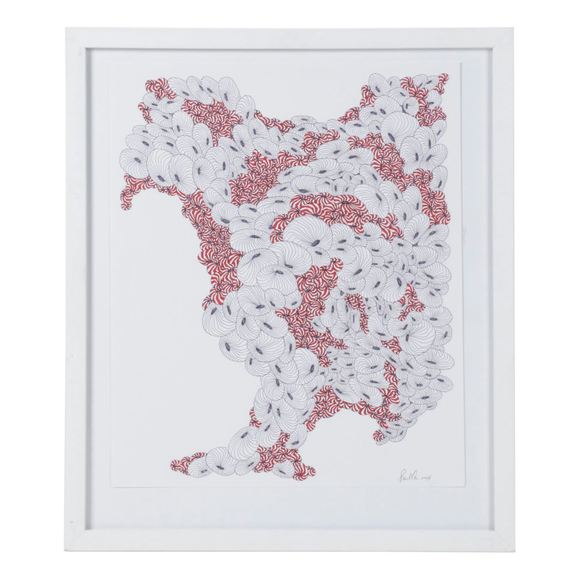 Zentangle Style Ink Drawing of Abstract Organic Structure, 2014