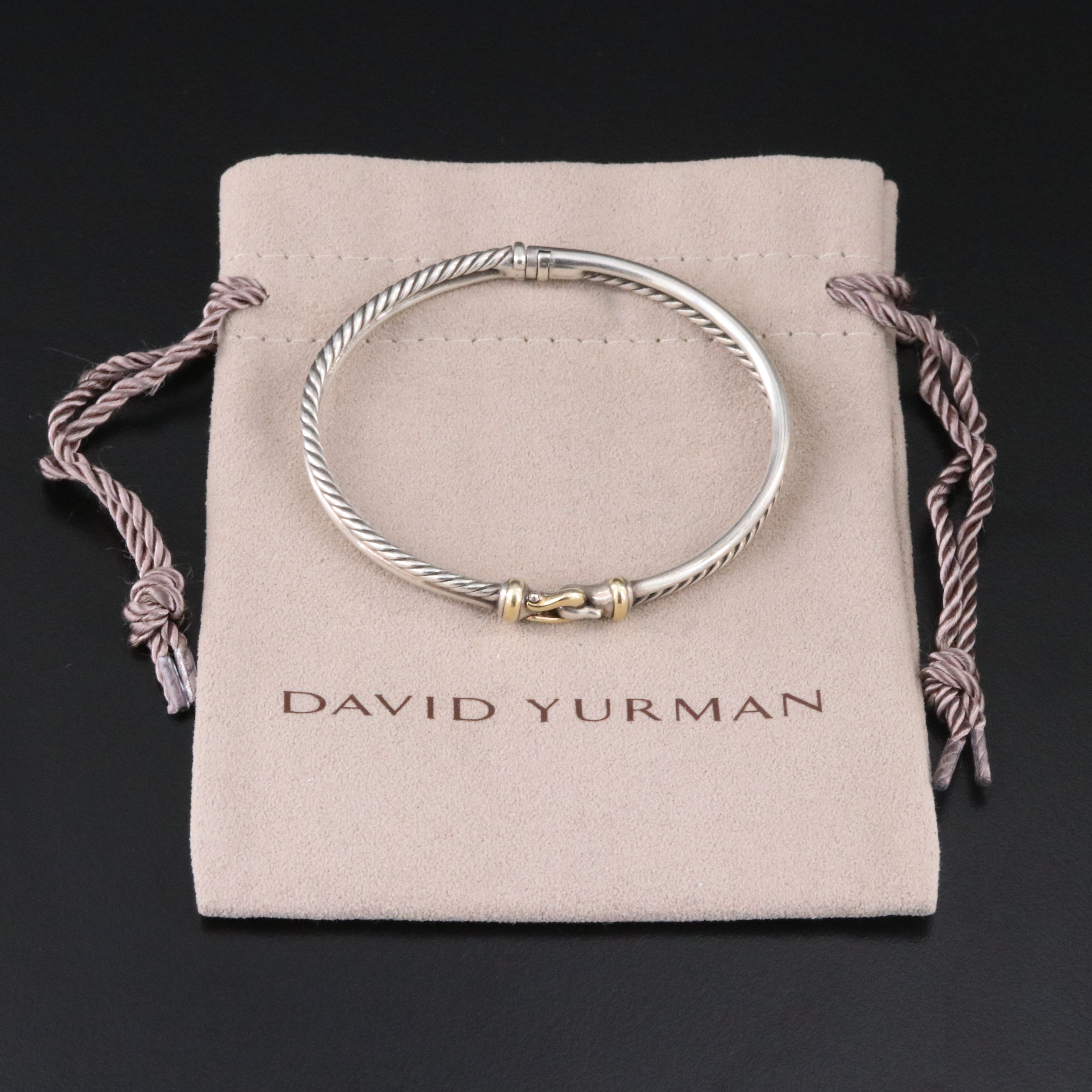 David Yurman Sterling Double Row Buckle Bracelet with 18K Accents