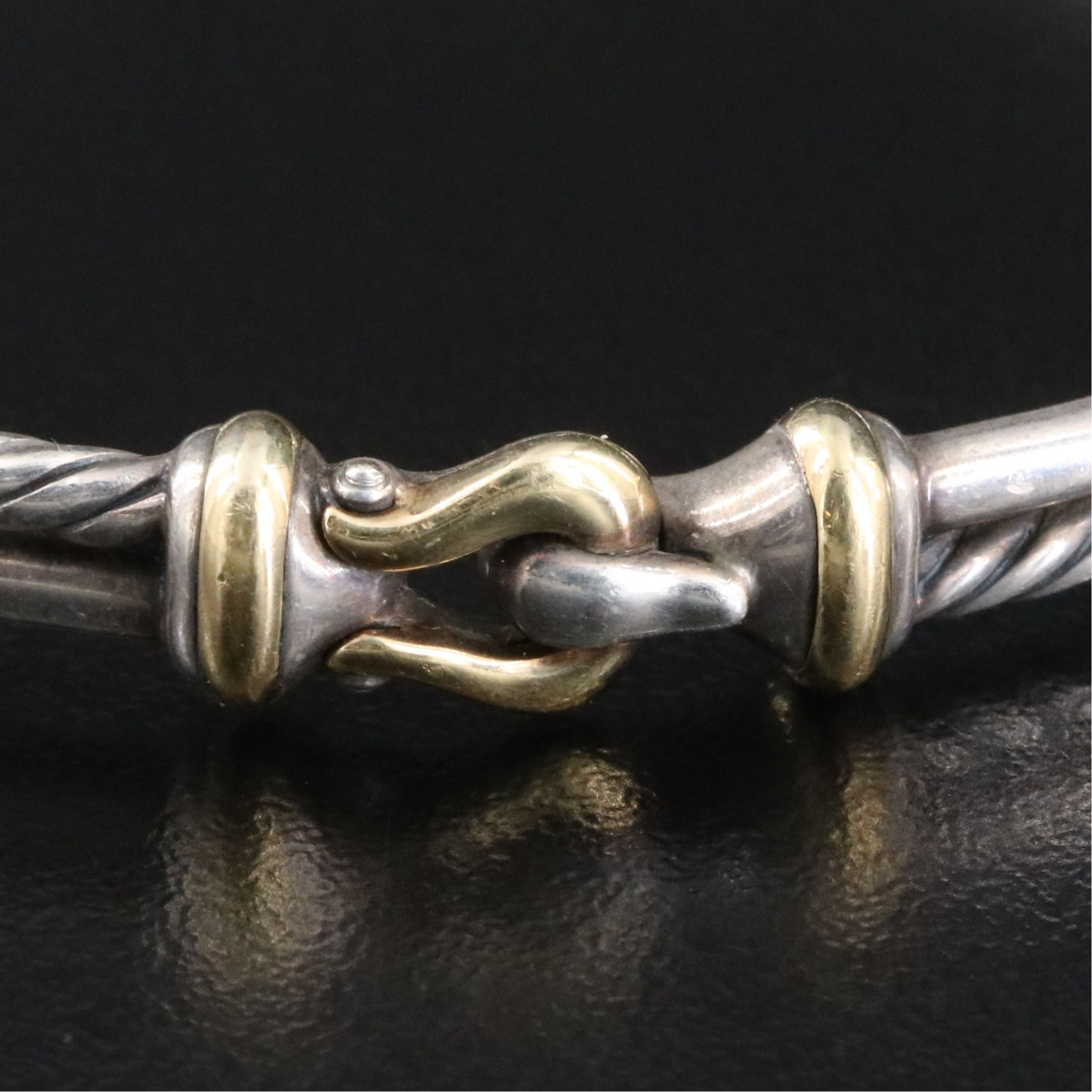 David Yurman Sterling Double Row Buckle Bracelet with 18K Accents