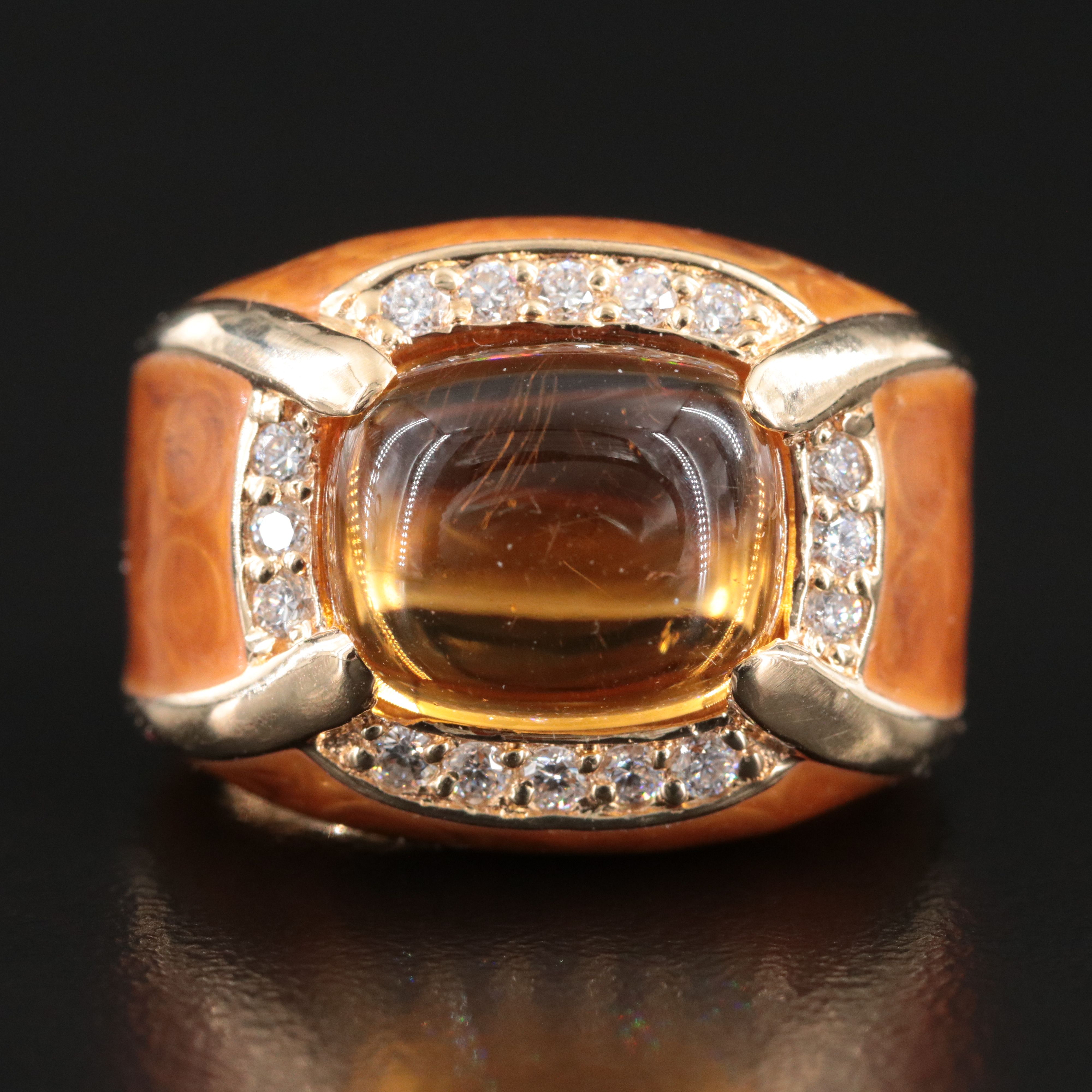 Haggari 14K Citrine and Diamond Ring