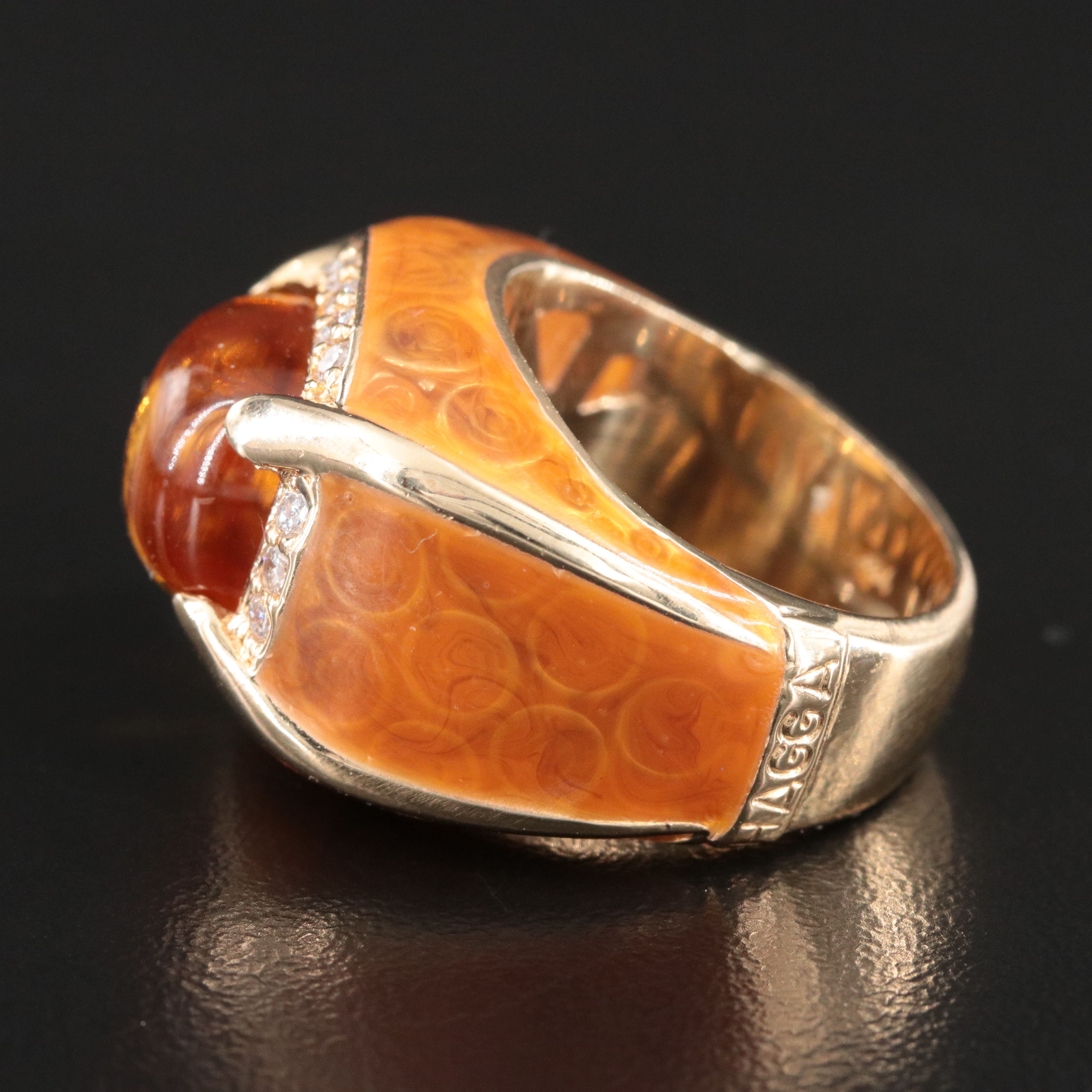 Haggari 14K Citrine and Diamond Ring