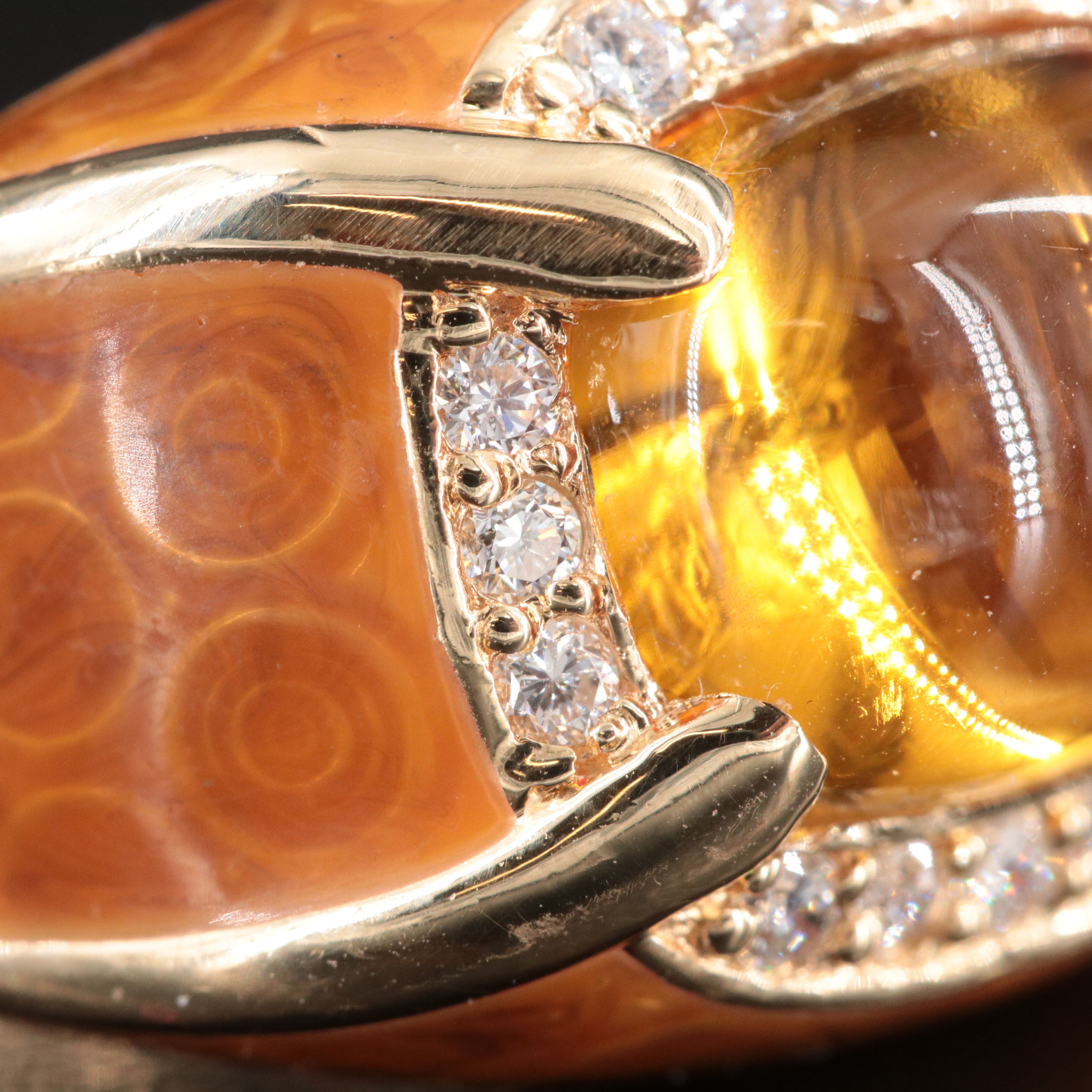 Haggari 14K Citrine and Diamond Ring