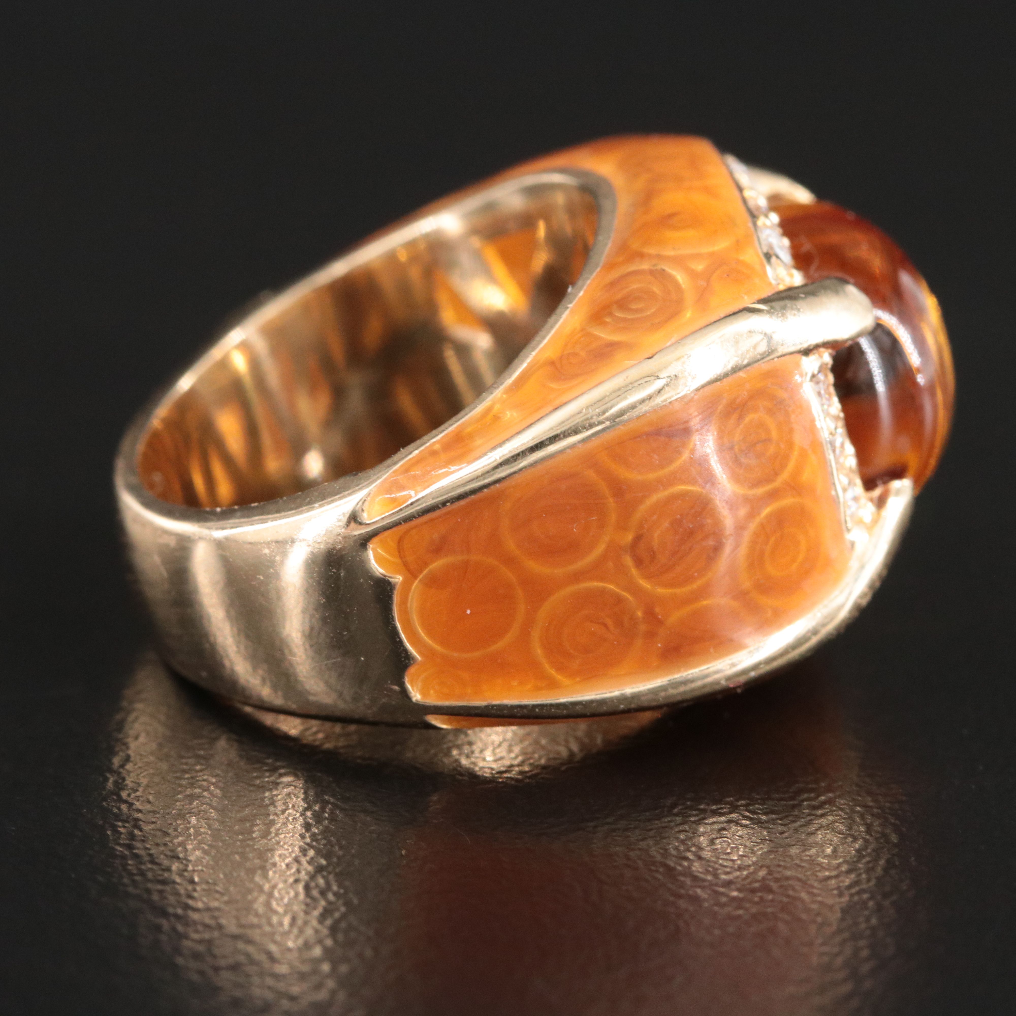 Haggari 14K Citrine and Diamond Ring