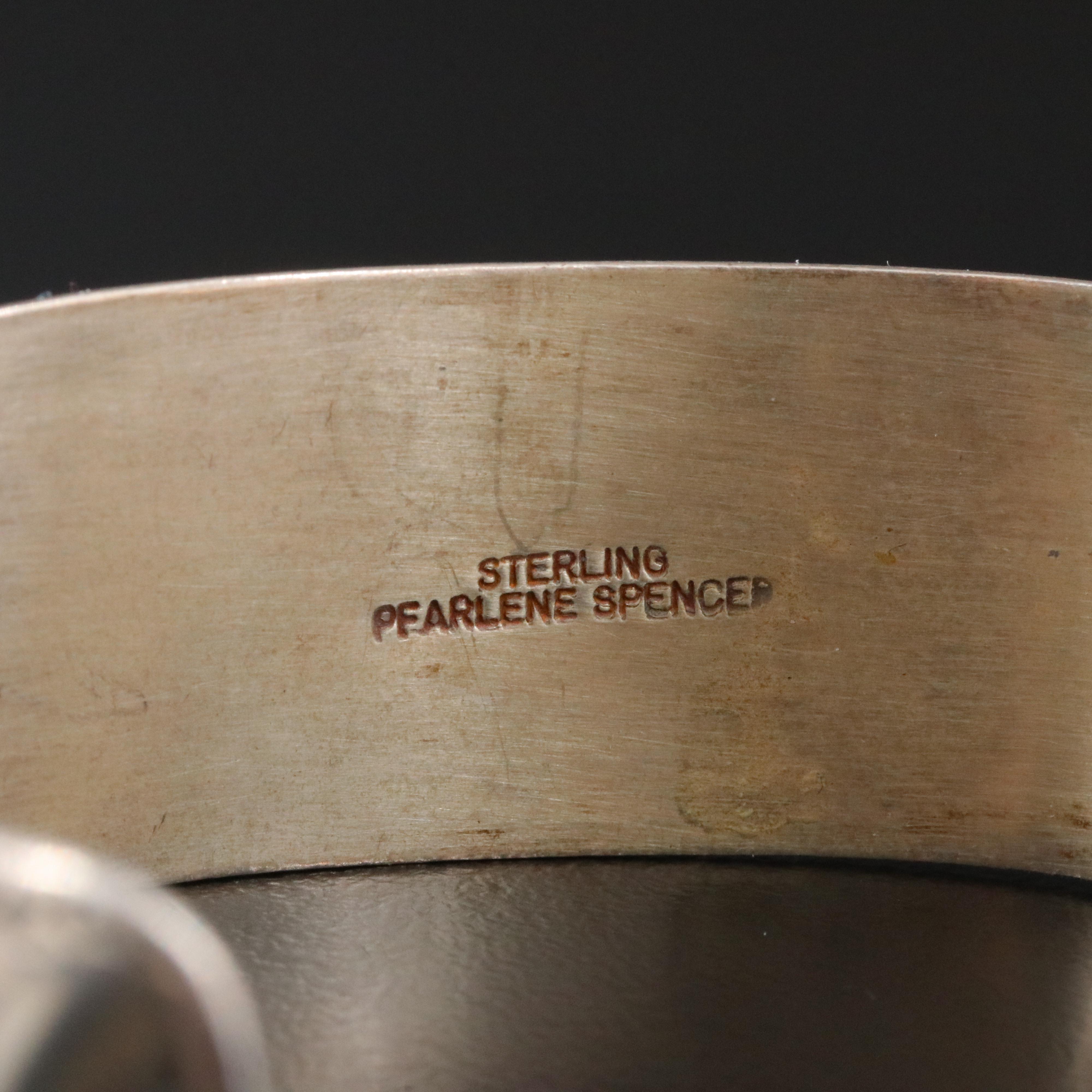 Pearlene Spencer Sterling Bear Paw Shadowbox Turquoise Cuff Bracelet