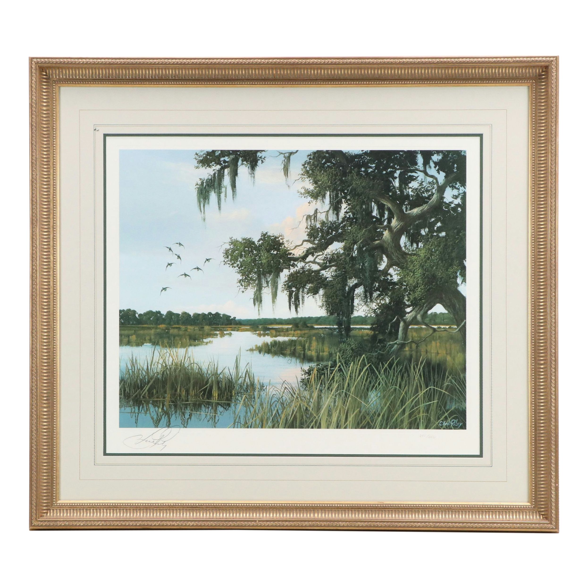 C. Ford Riley Offset Lithograph of Florida Landscape, Late 20th to 21st Century