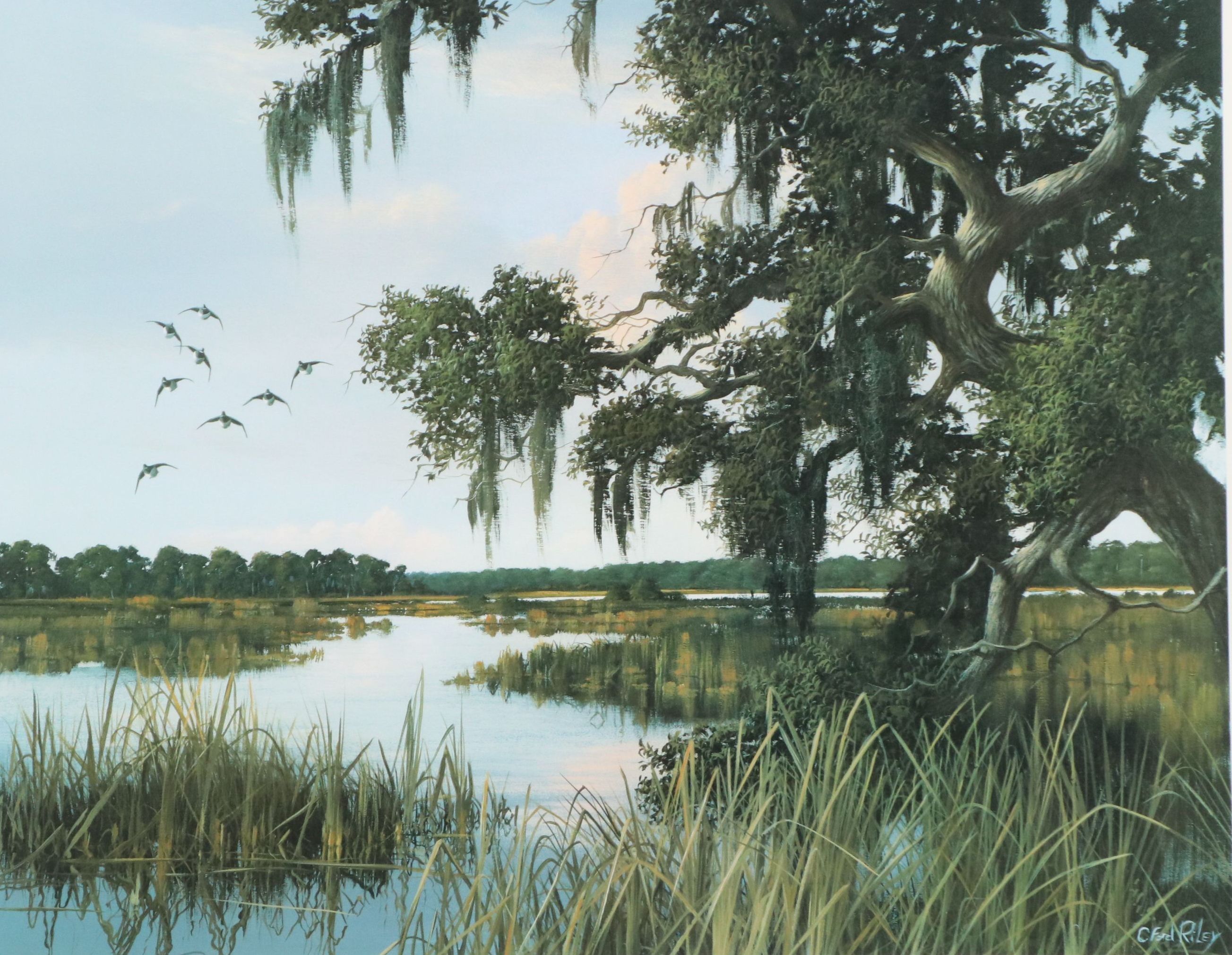 C. Ford Riley Offset Lithograph of Florida Landscape, Late 20th to 21st Century