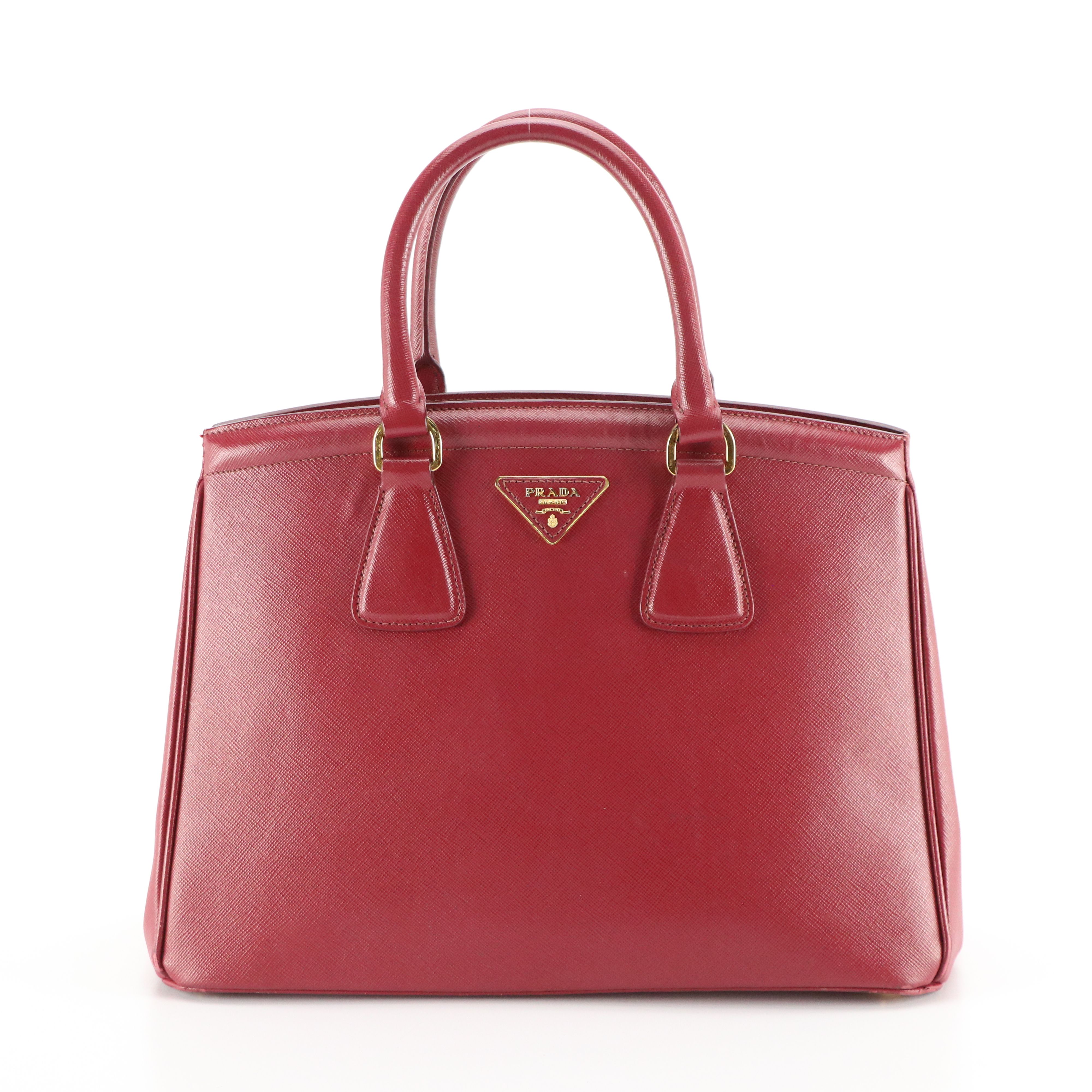 Prada Galleria Handbag in Burgundy Saffiano Leather