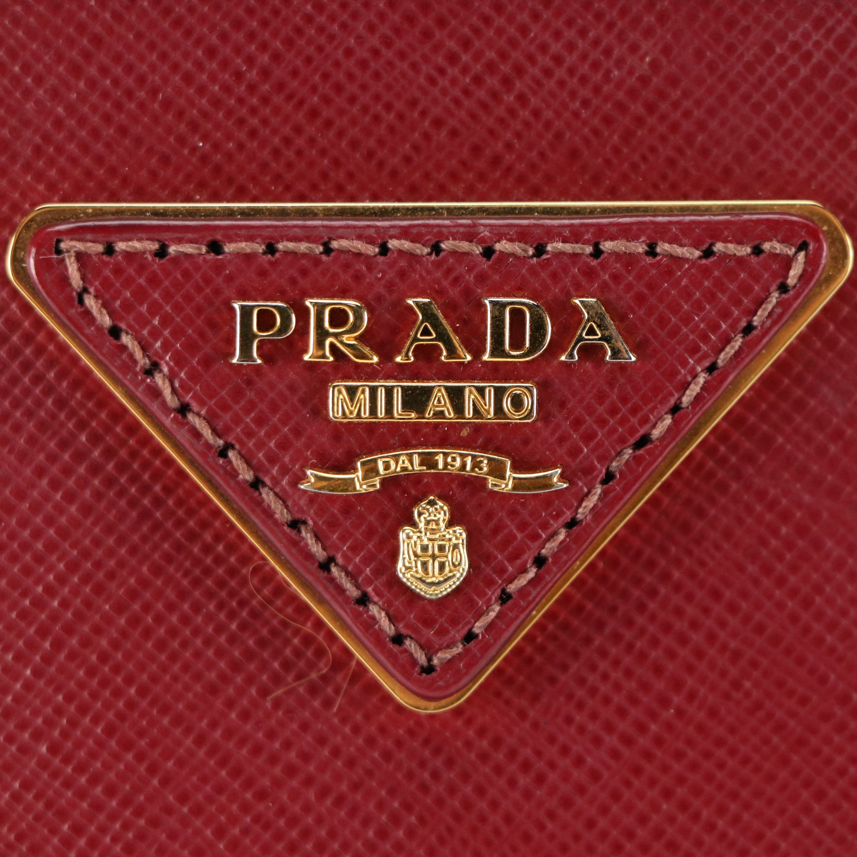 Prada Galleria Handbag in Burgundy Saffiano Leather