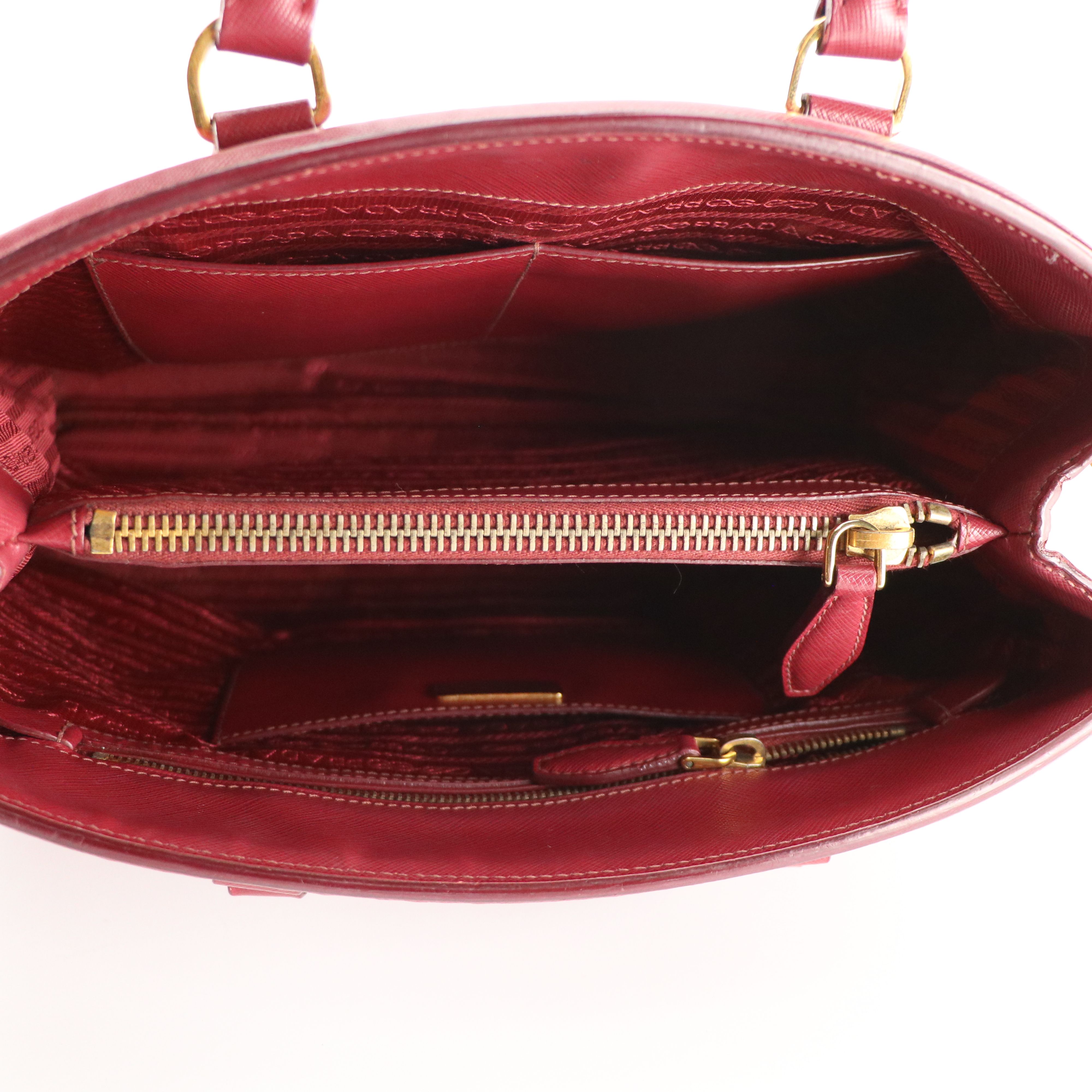 Prada Galleria Handbag in Burgundy Saffiano Leather