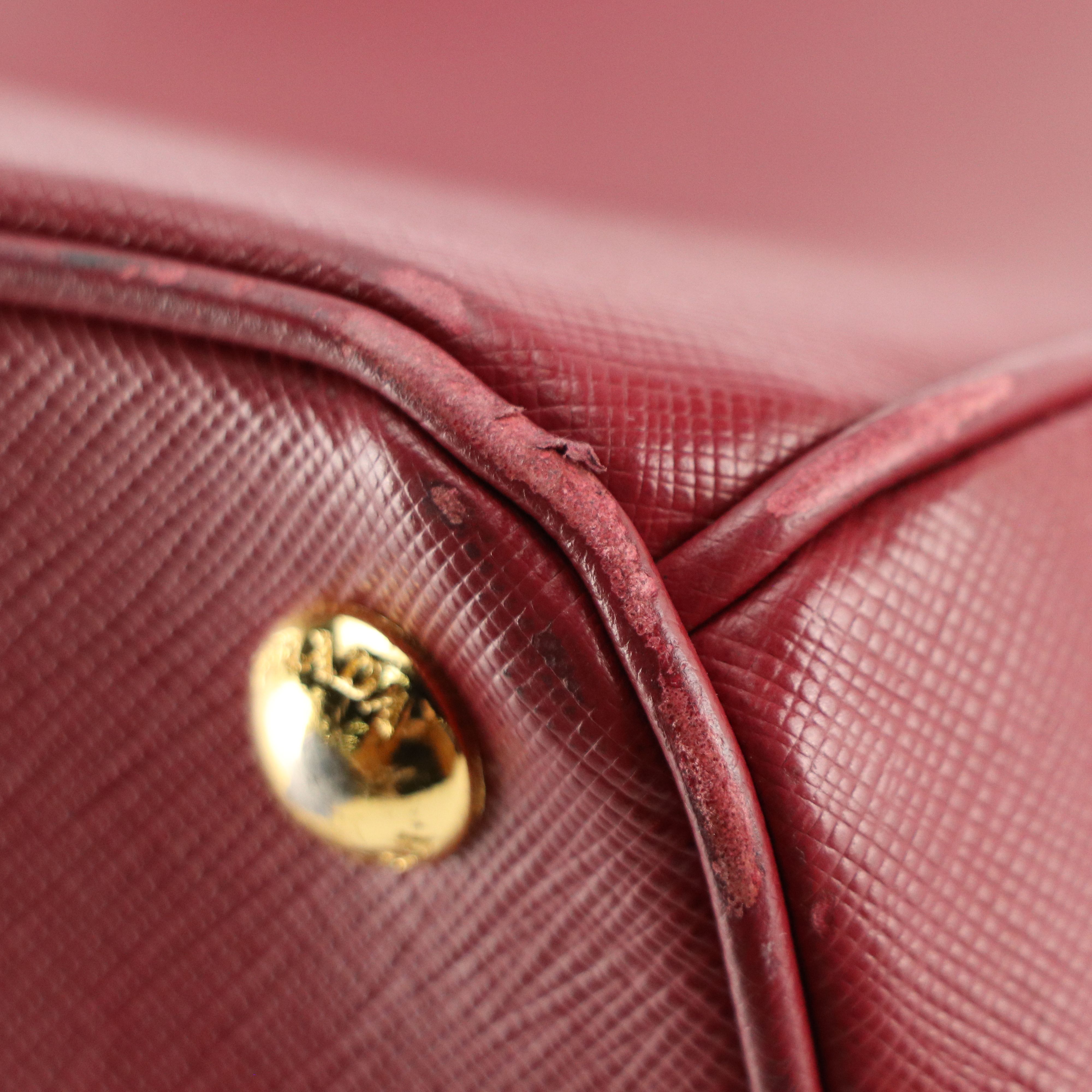 Prada Galleria Handbag in Burgundy Saffiano Leather