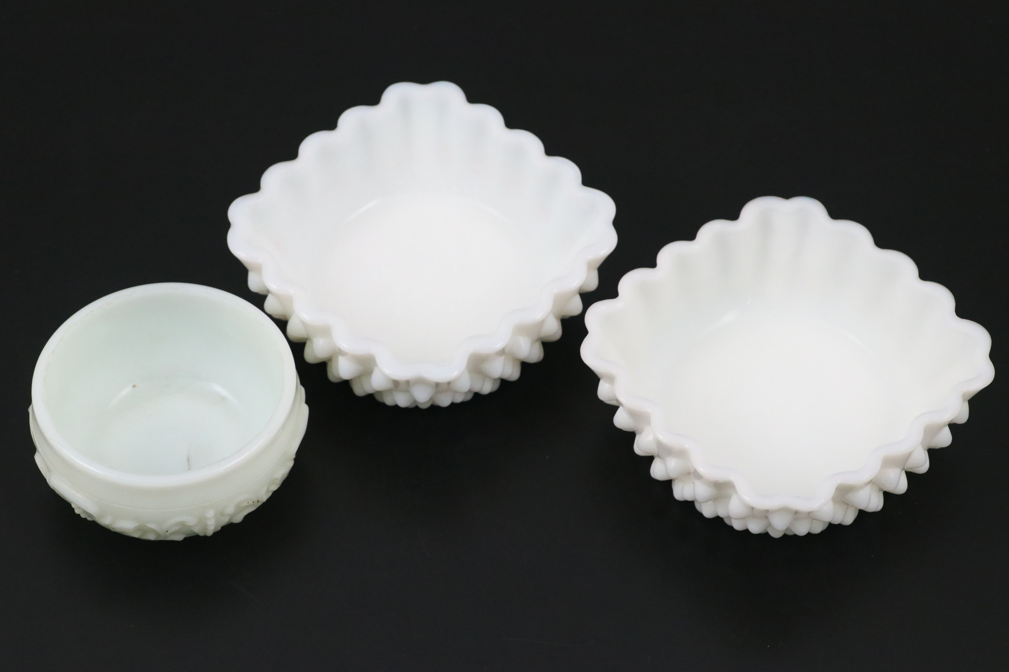 Westmoreland "Roses and Bows" Wedding Bowl and More Vintage Milk Glass Tableware