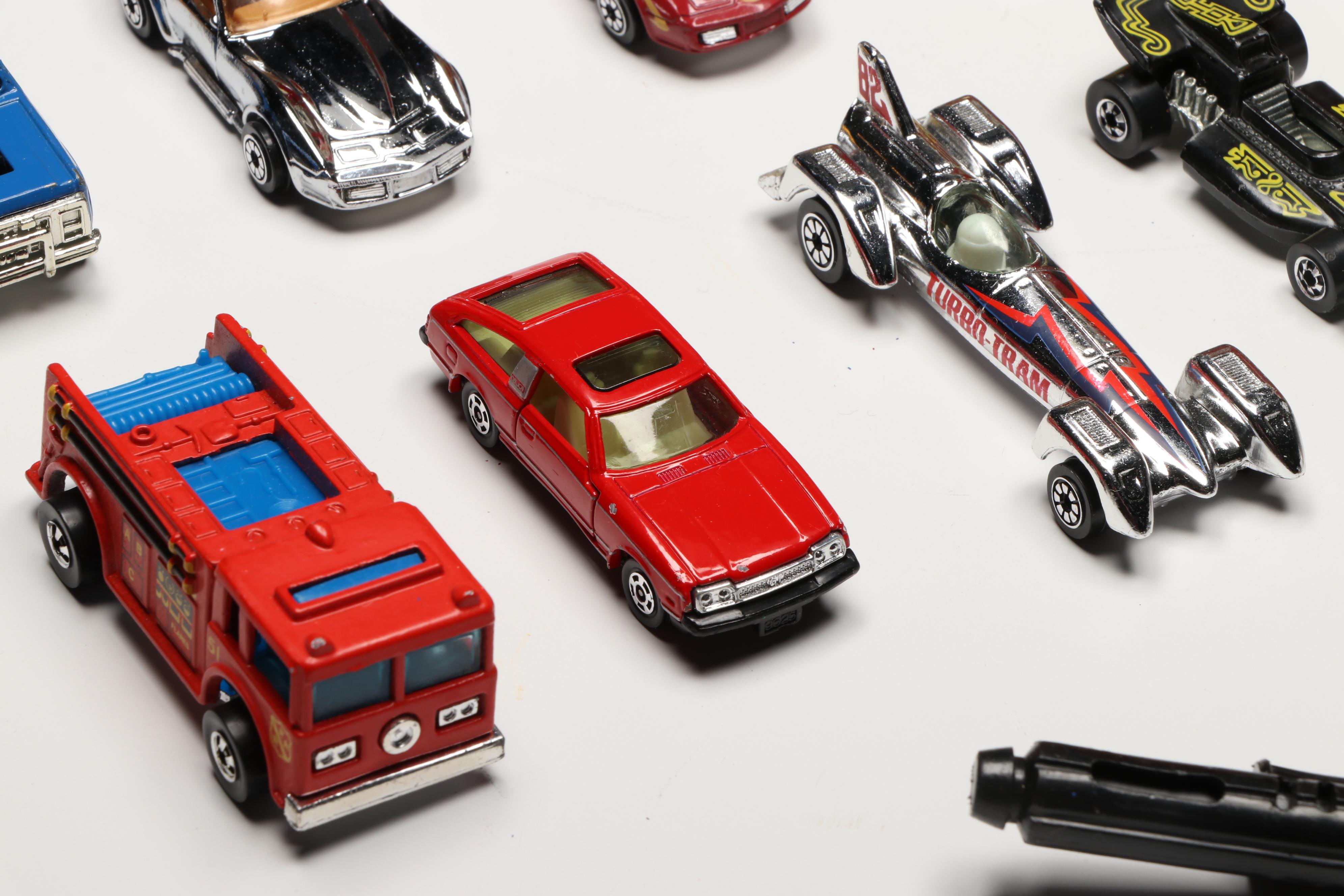 Tonka Snorkel Fire Truck with Hot Wheels and Other Vintage Toy Cars