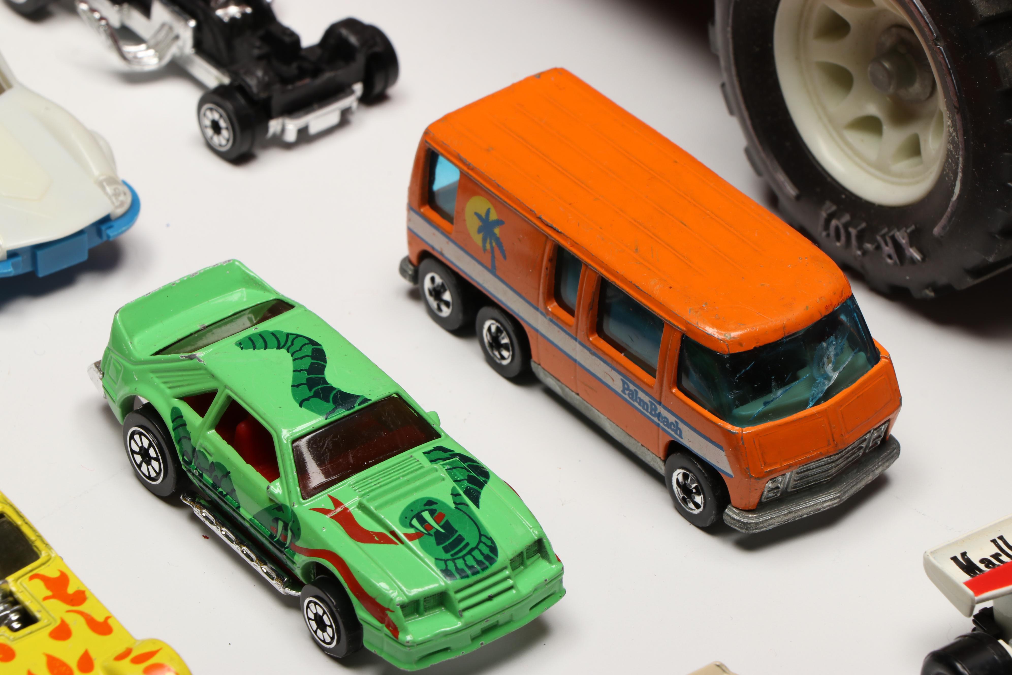 Tonka Snorkel Fire Truck with Hot Wheels and Other Vintage Toy Cars