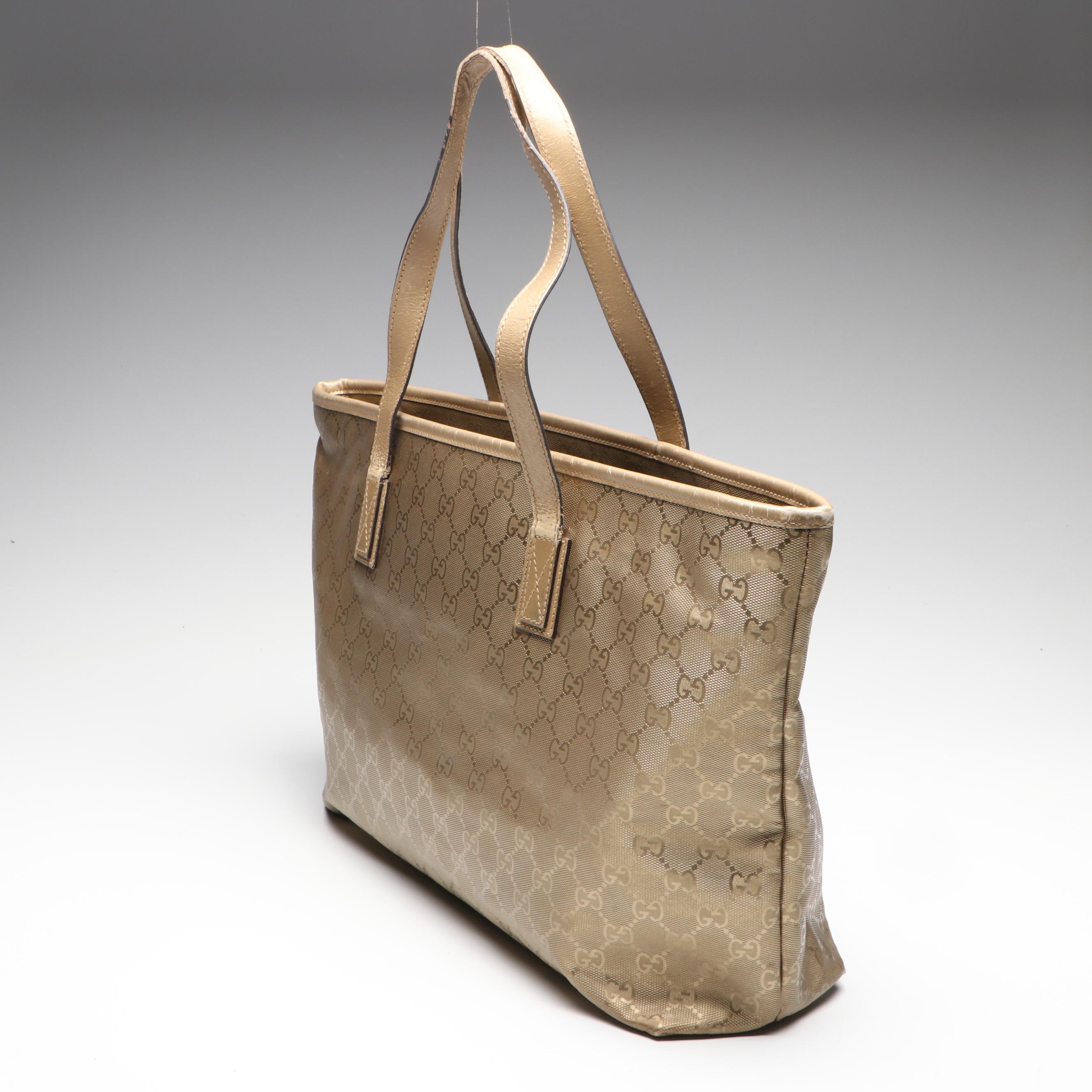 Gucci Metallic GG Imprime Coated Canvas and Leather Joy Tote