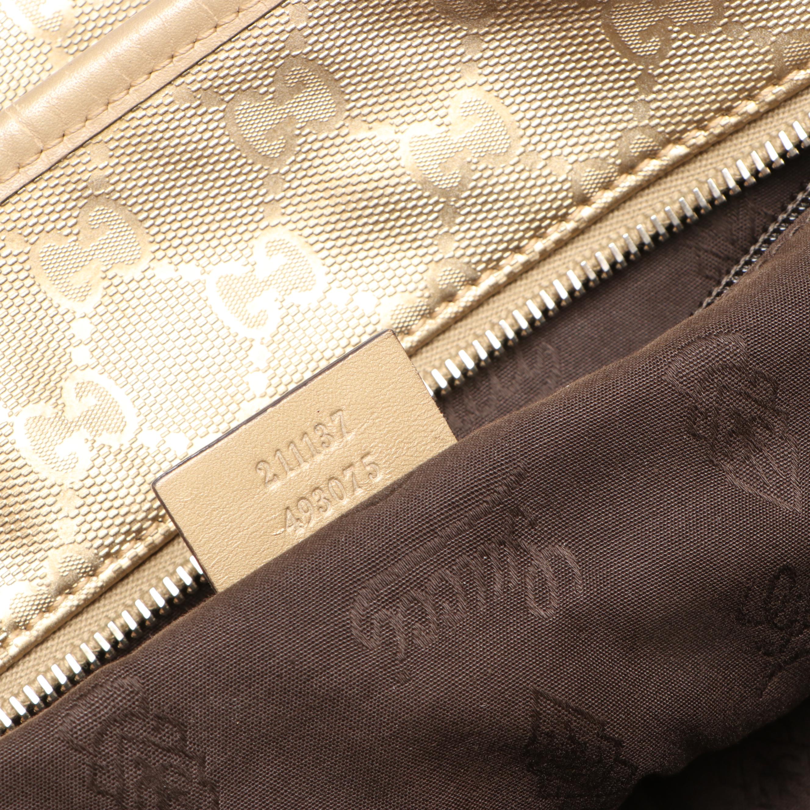 Gucci Metallic GG Imprime Coated Canvas and Leather Joy Tote