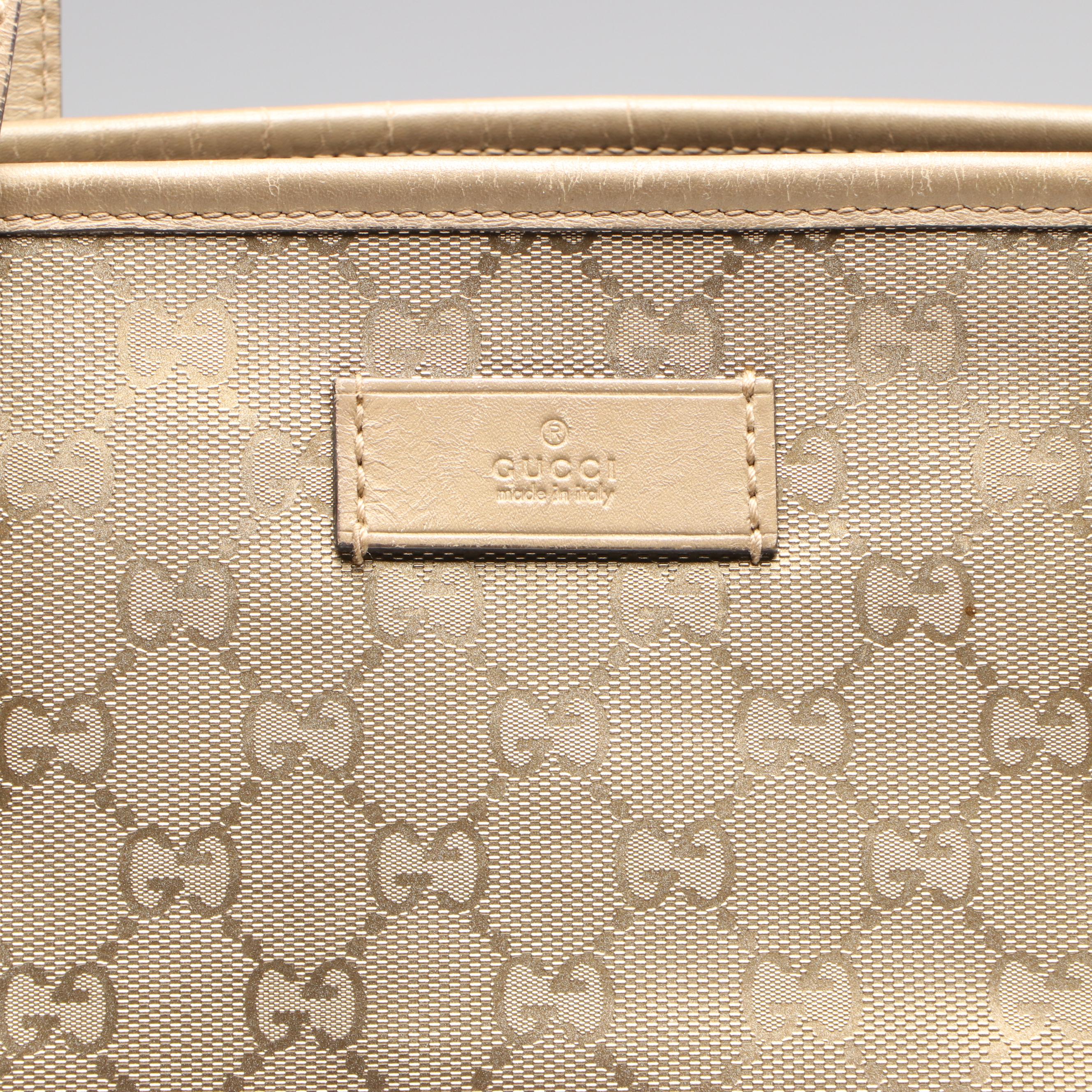 Gucci Metallic GG Imprime Coated Canvas and Leather Joy Tote