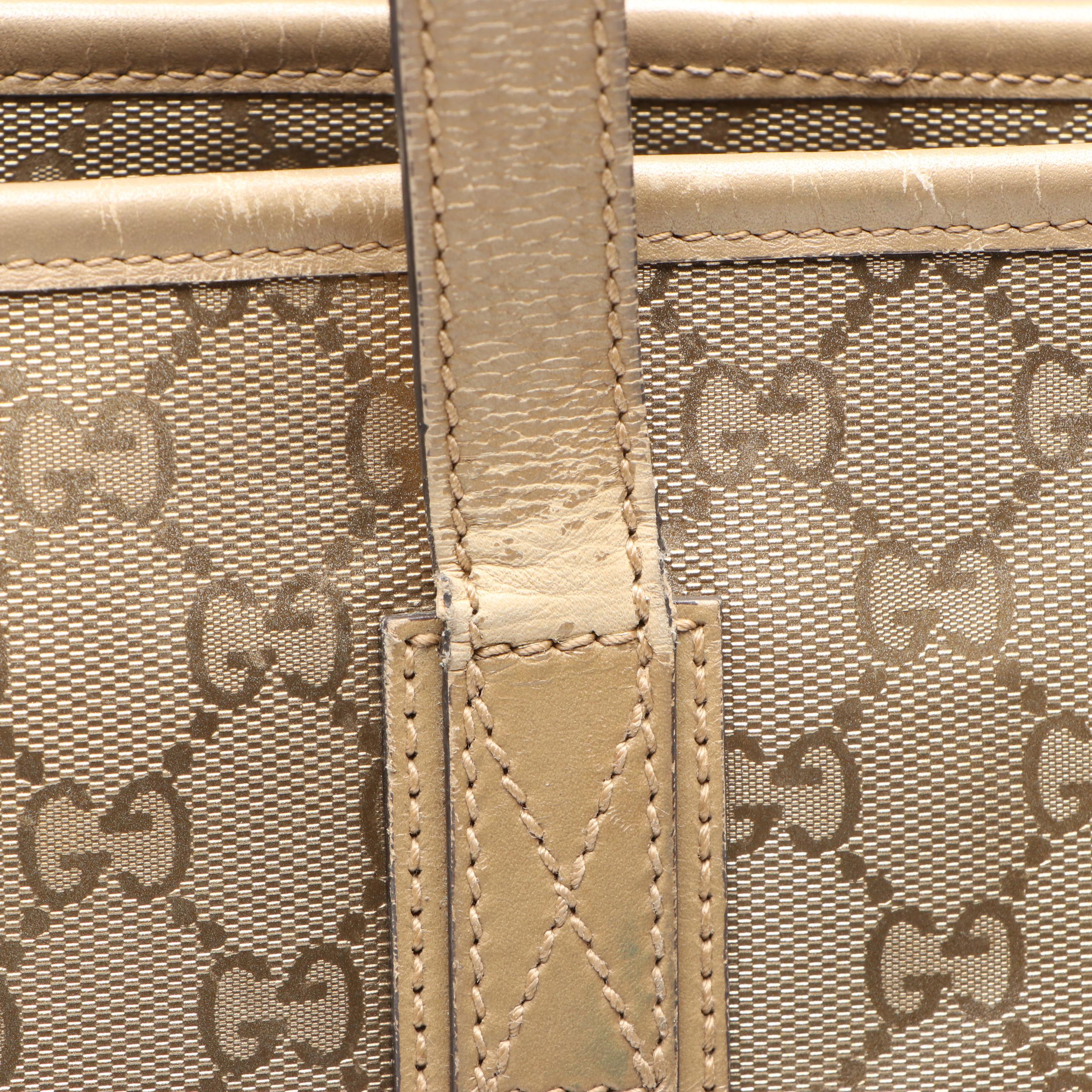 Gucci Metallic GG Imprime Coated Canvas and Leather Joy Tote