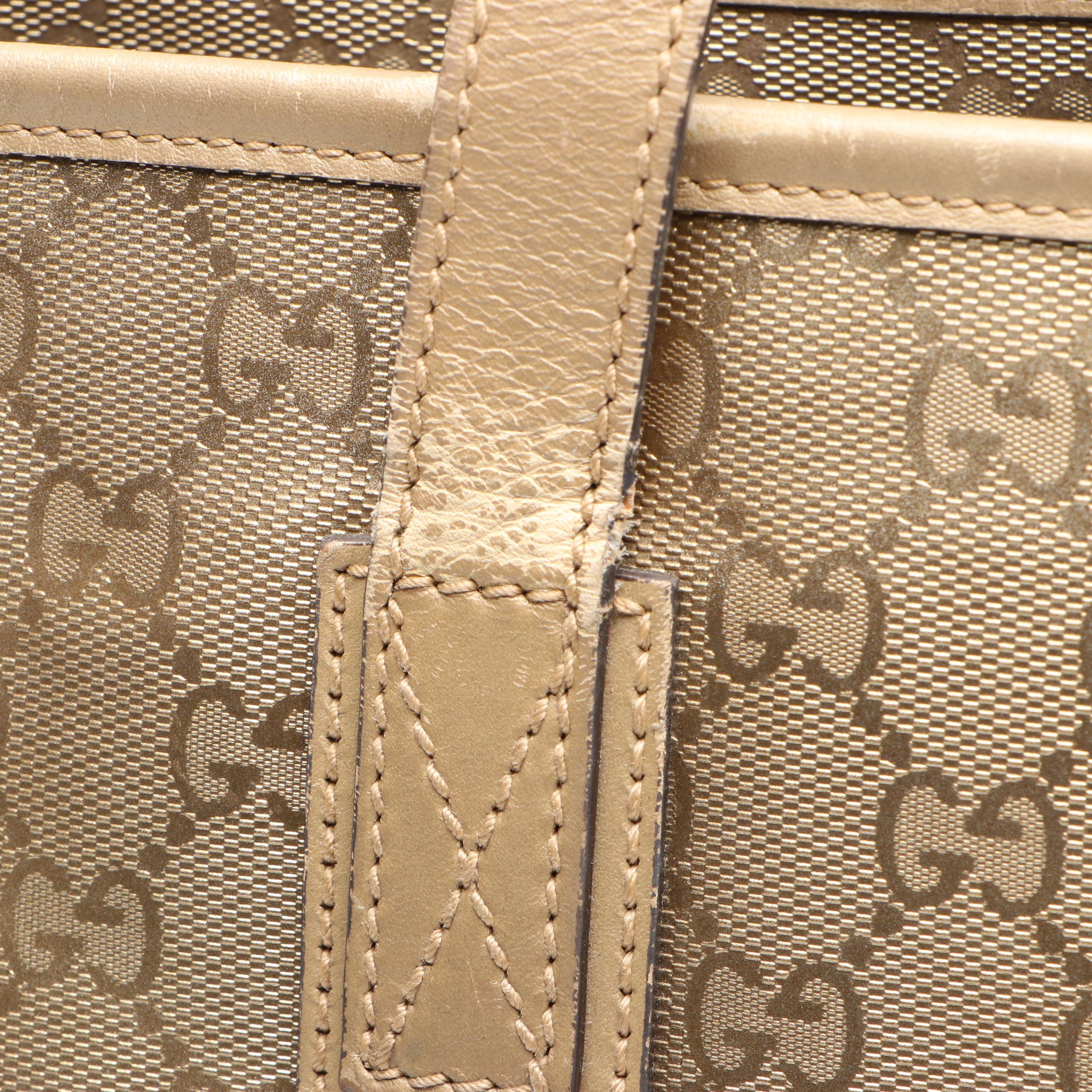 Gucci Metallic GG Imprime Coated Canvas and Leather Joy Tote