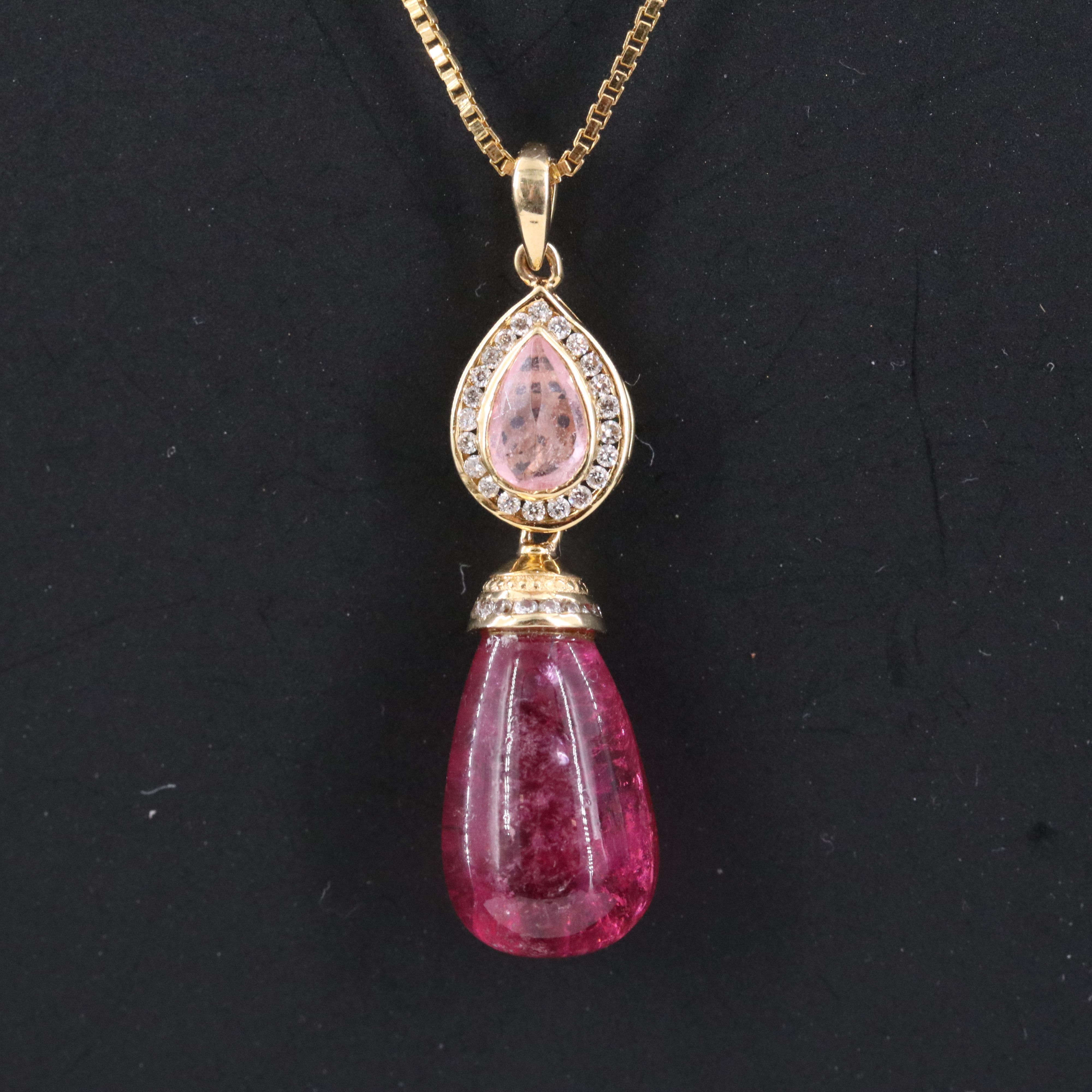 14K Tourmaline and Diamond Pendant Necklace
