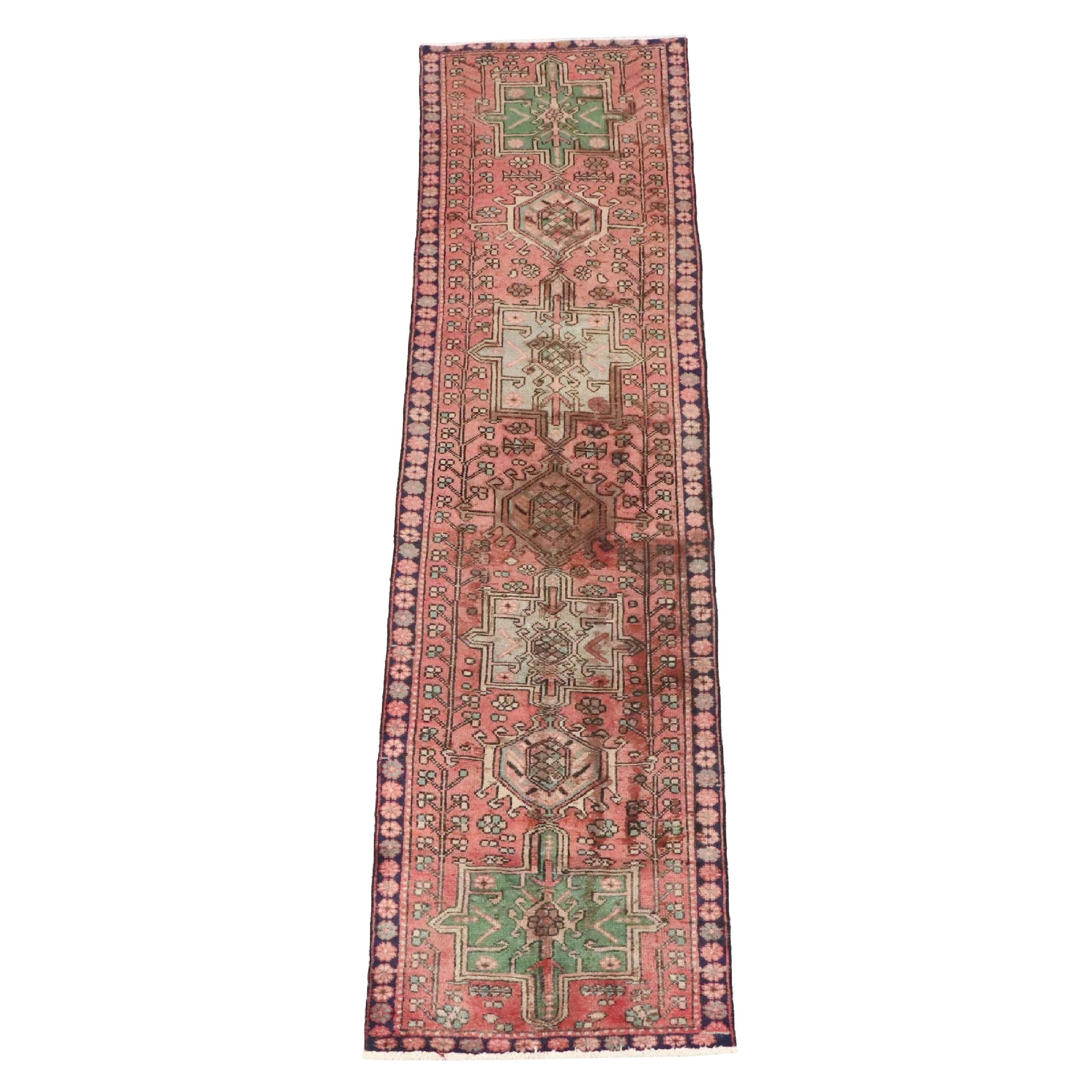 2'8 x 9'10 Hand-Knotted Persian Karaja Carpet Runner