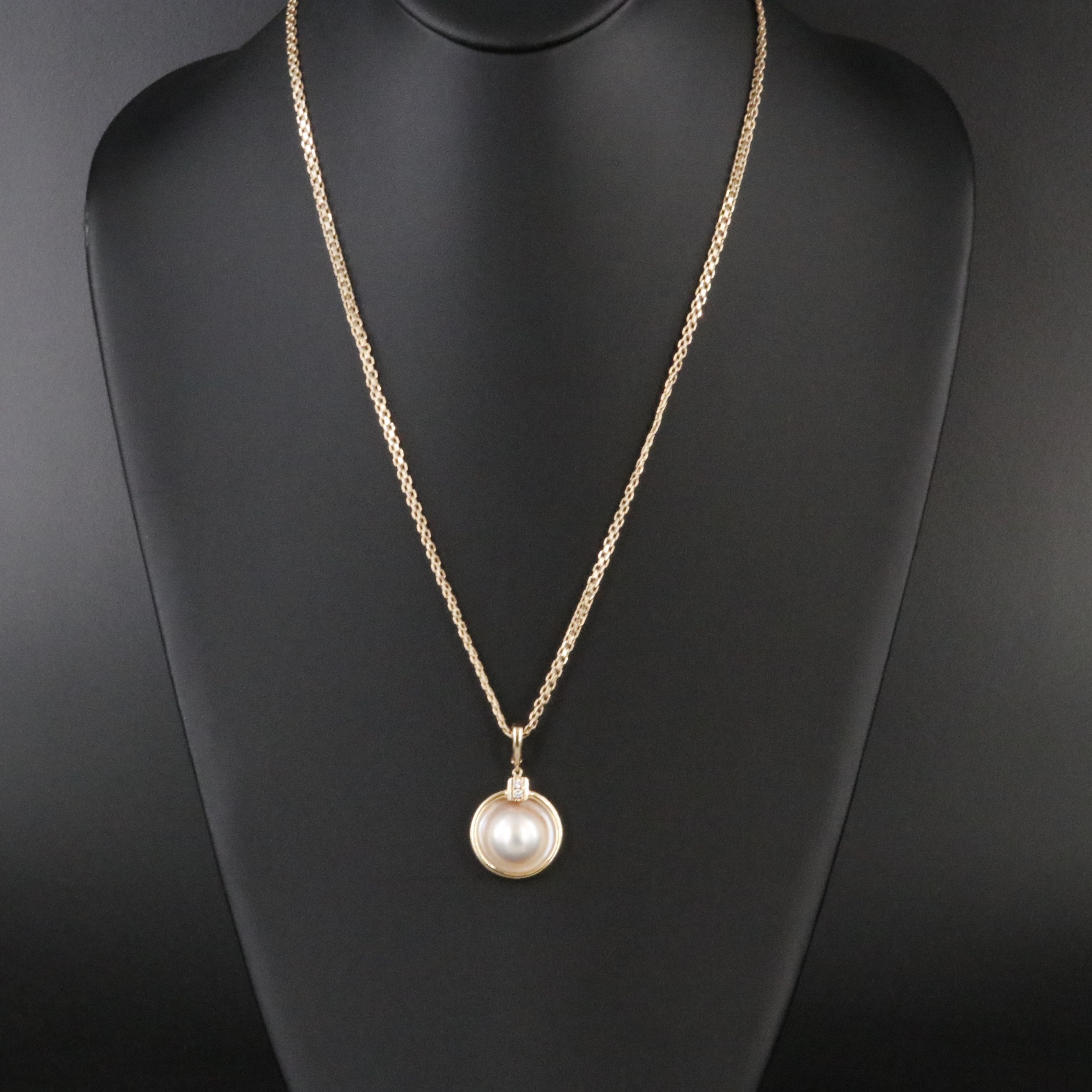 14K Pearl and Diamond Enhancer Pendant Necklace with Extender