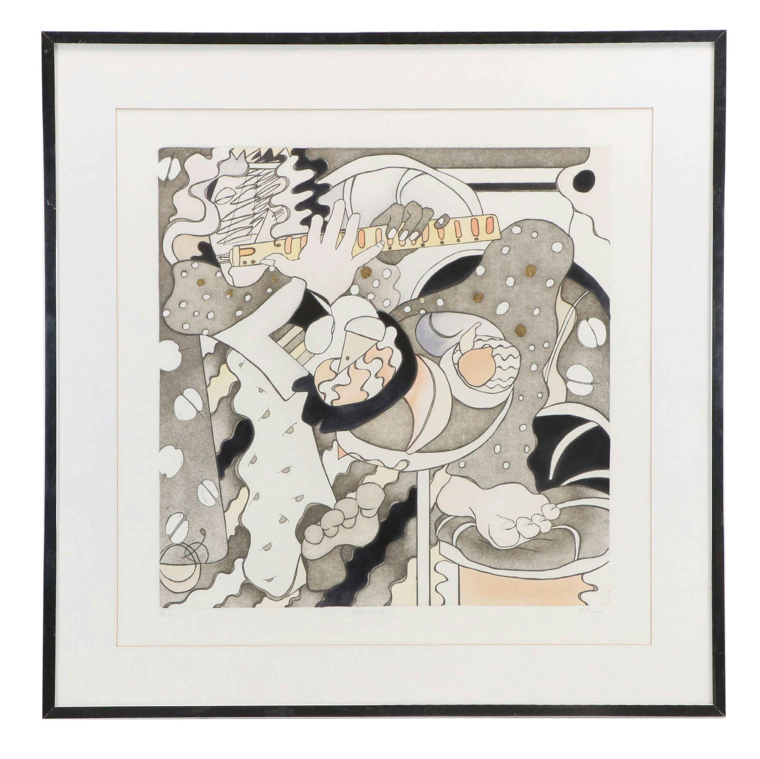 Laura Artusio Color Lithograph "Supper Club," 20th Century