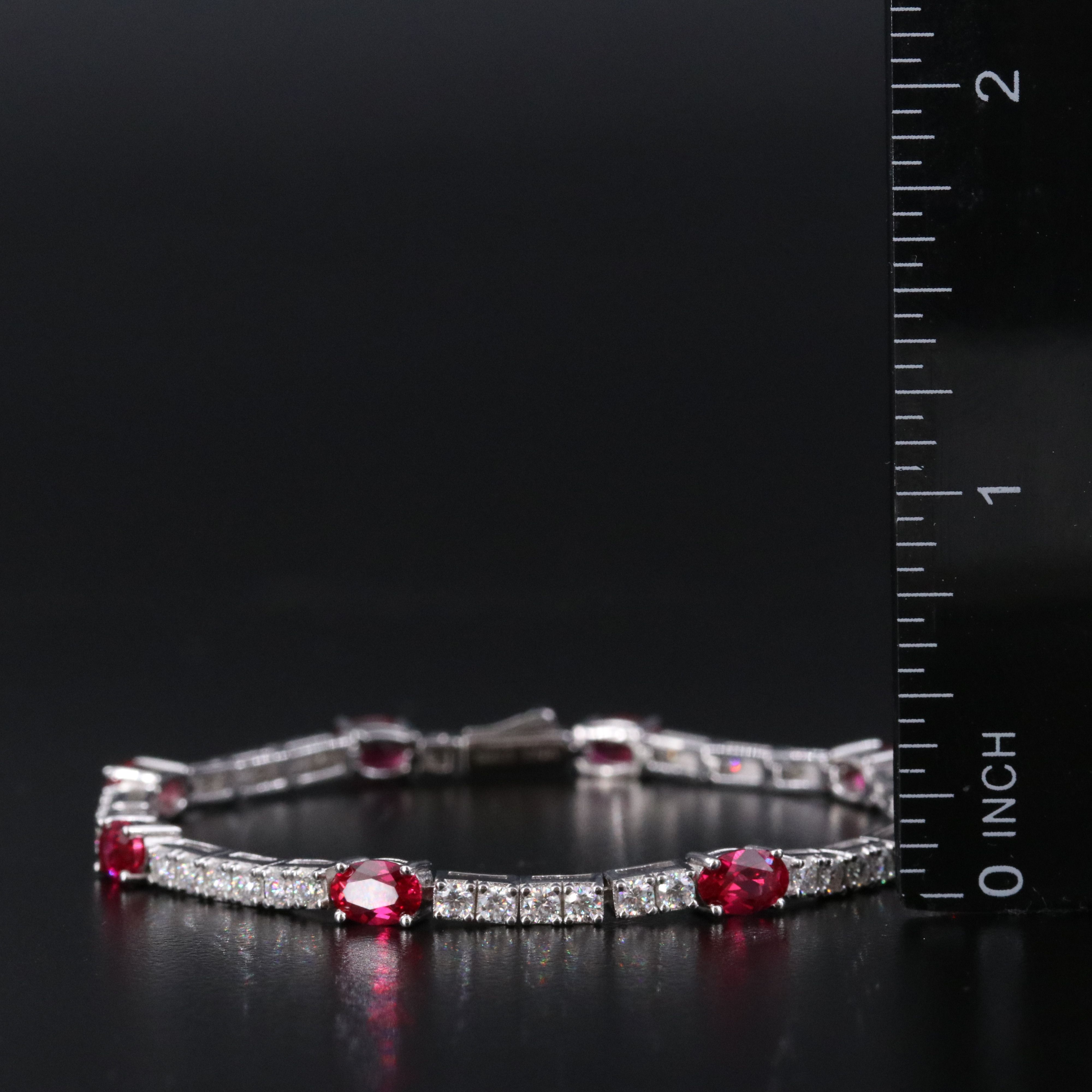 Sterling Ruby and Moissanite Bracelet