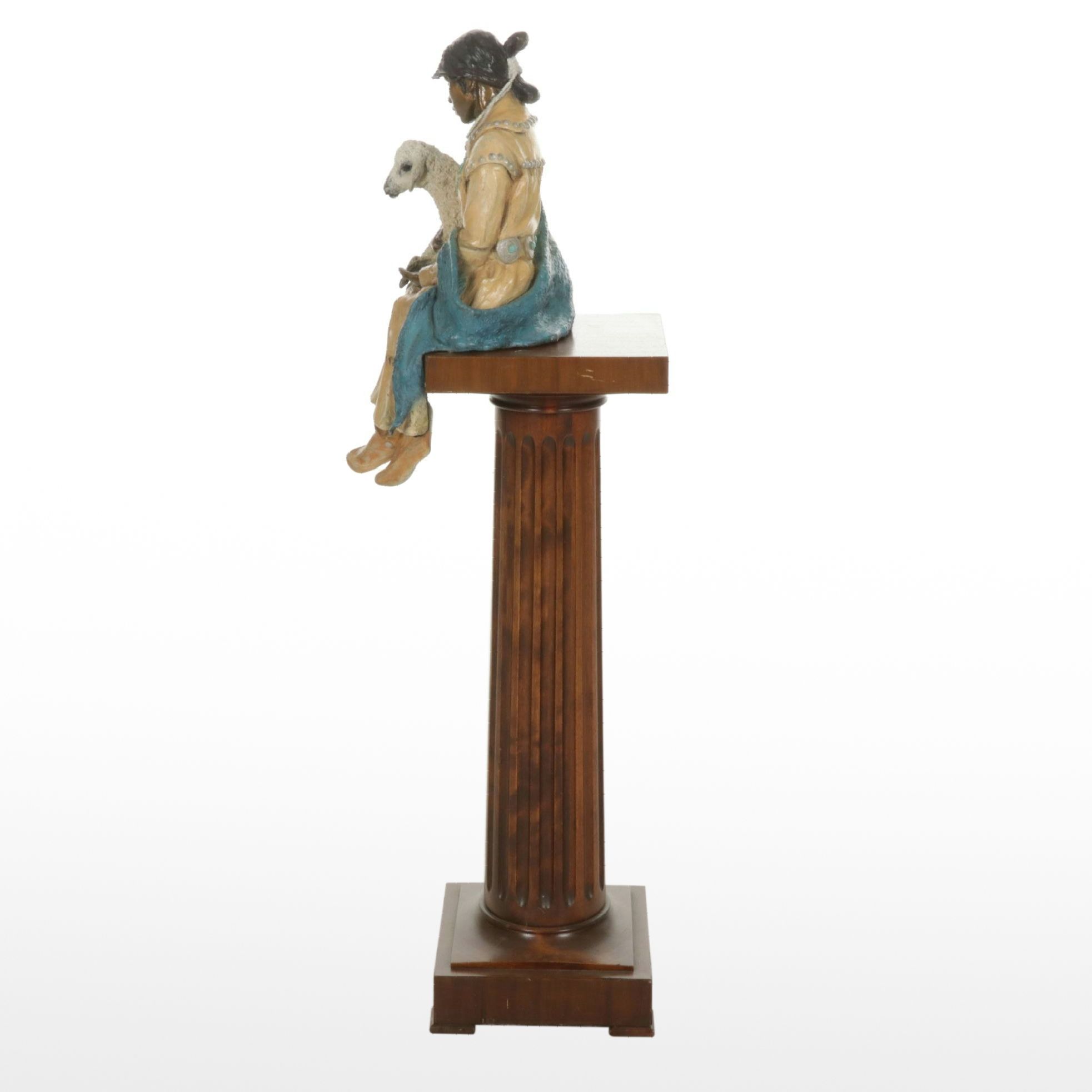 "Little Flower" by Marie Barbera Limited Edition Bronze Statue with Pedestal