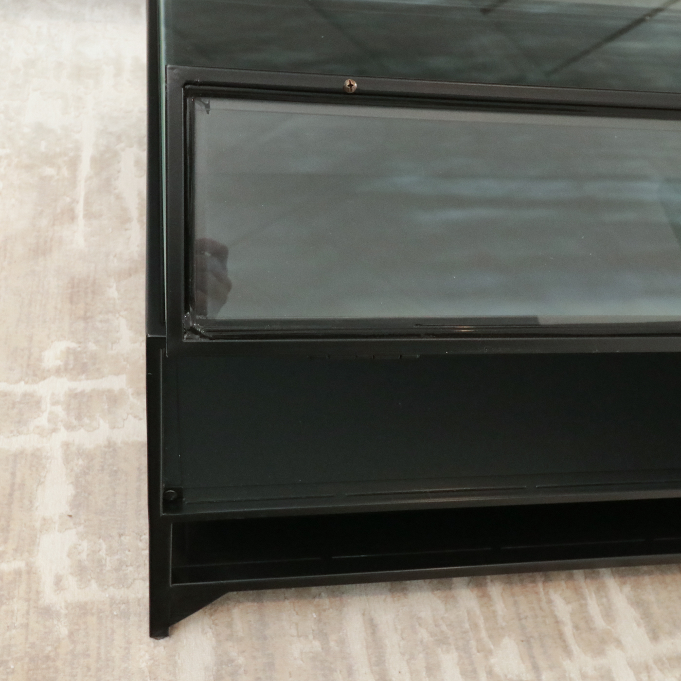 Contemporary Black Framed Glass Panel Coffee Table