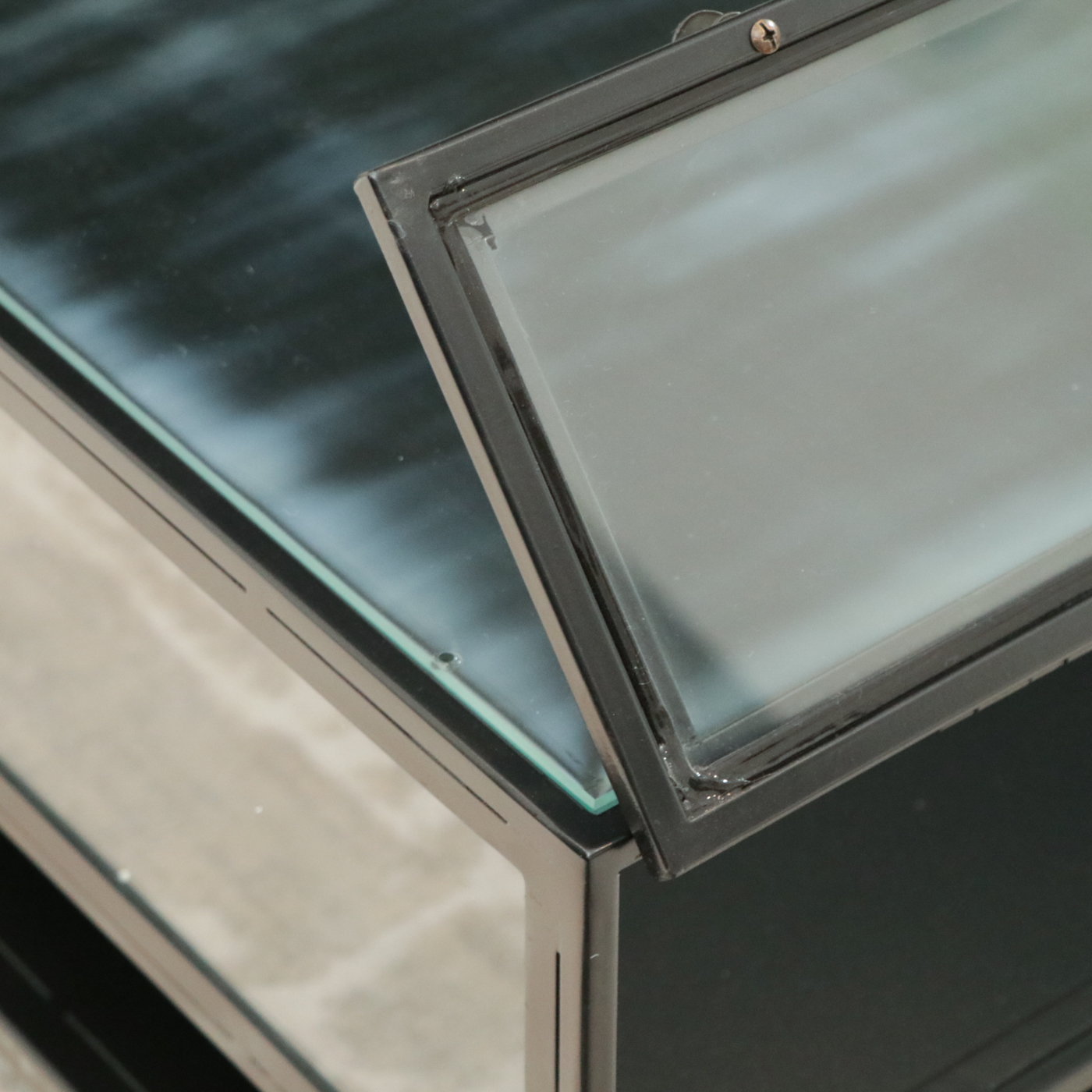 Contemporary Black Framed Glass Panel Coffee Table