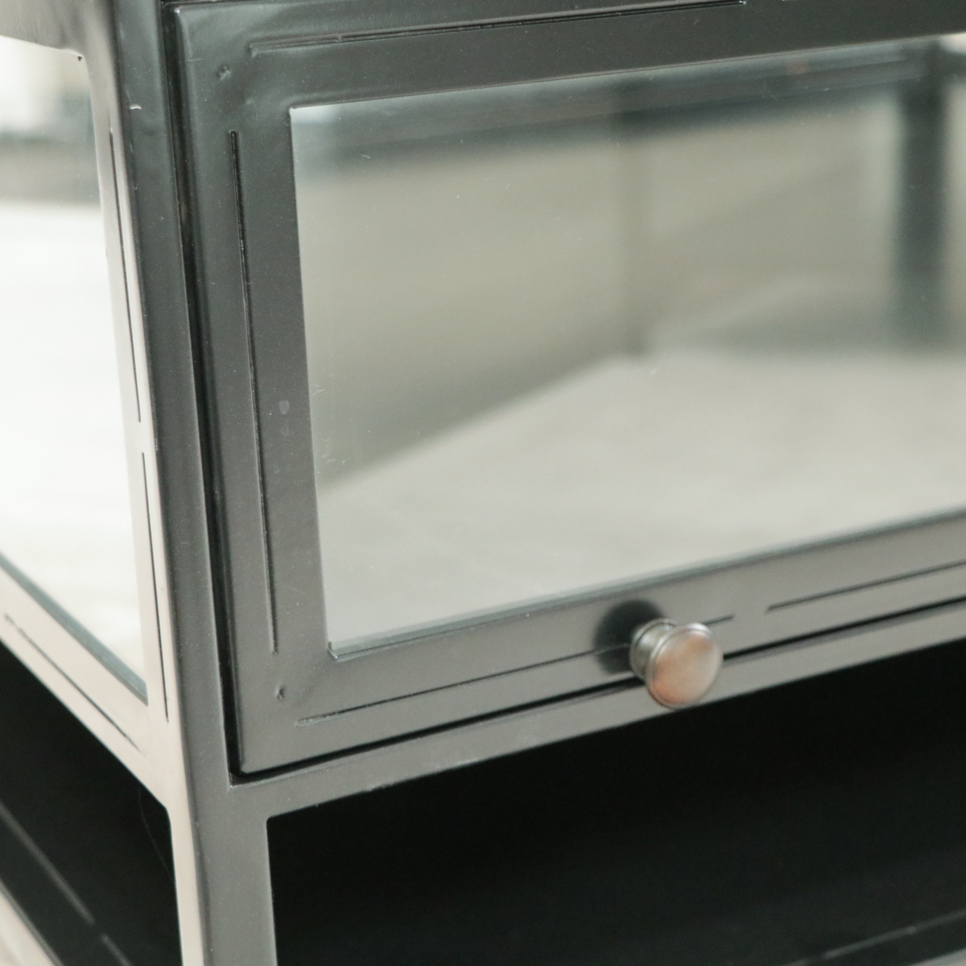 Contemporary Black Framed Glass Panel Coffee Table