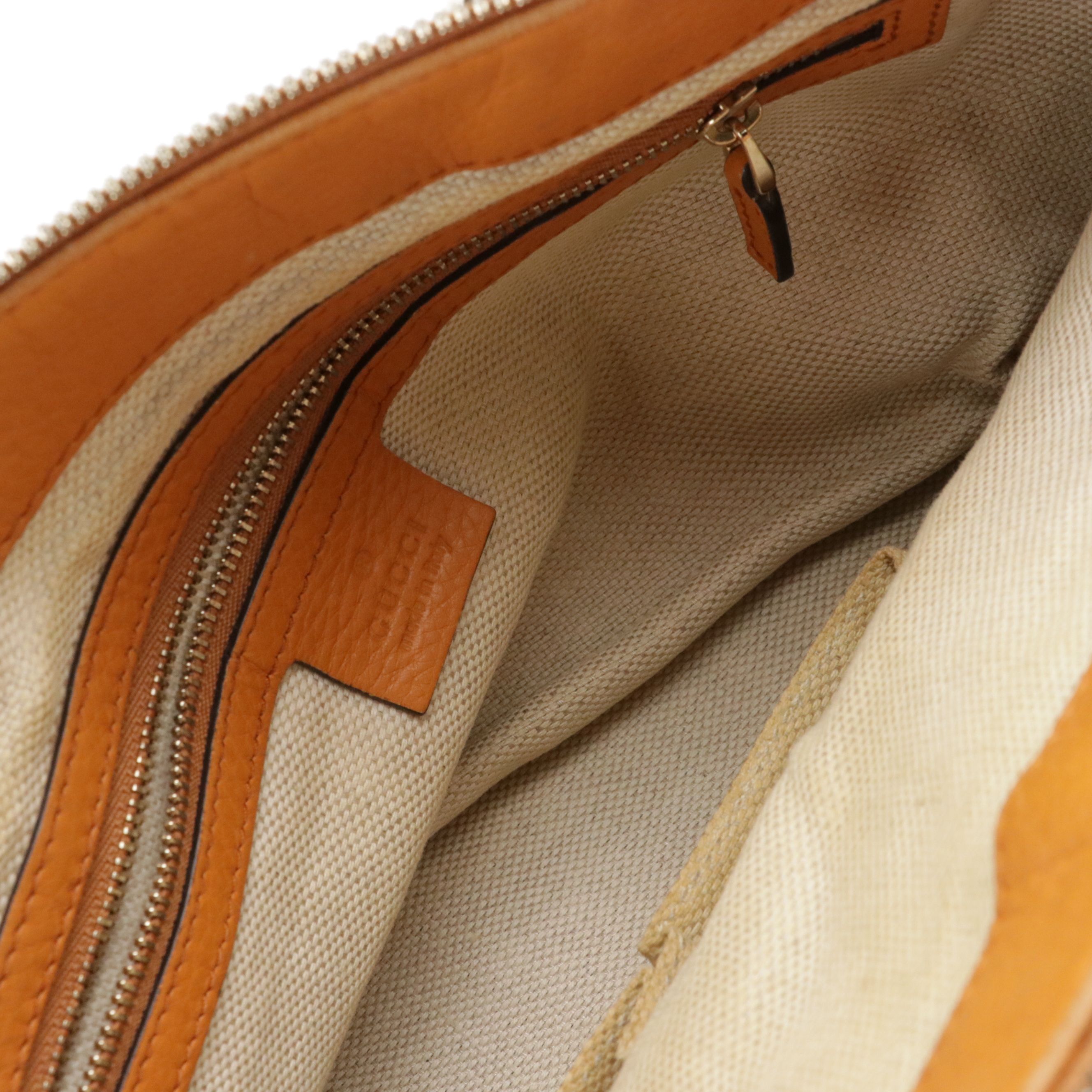 Gucci Soho Two-Way Shoulder Bag in Tangerine Orange Grained Calfskin Leather