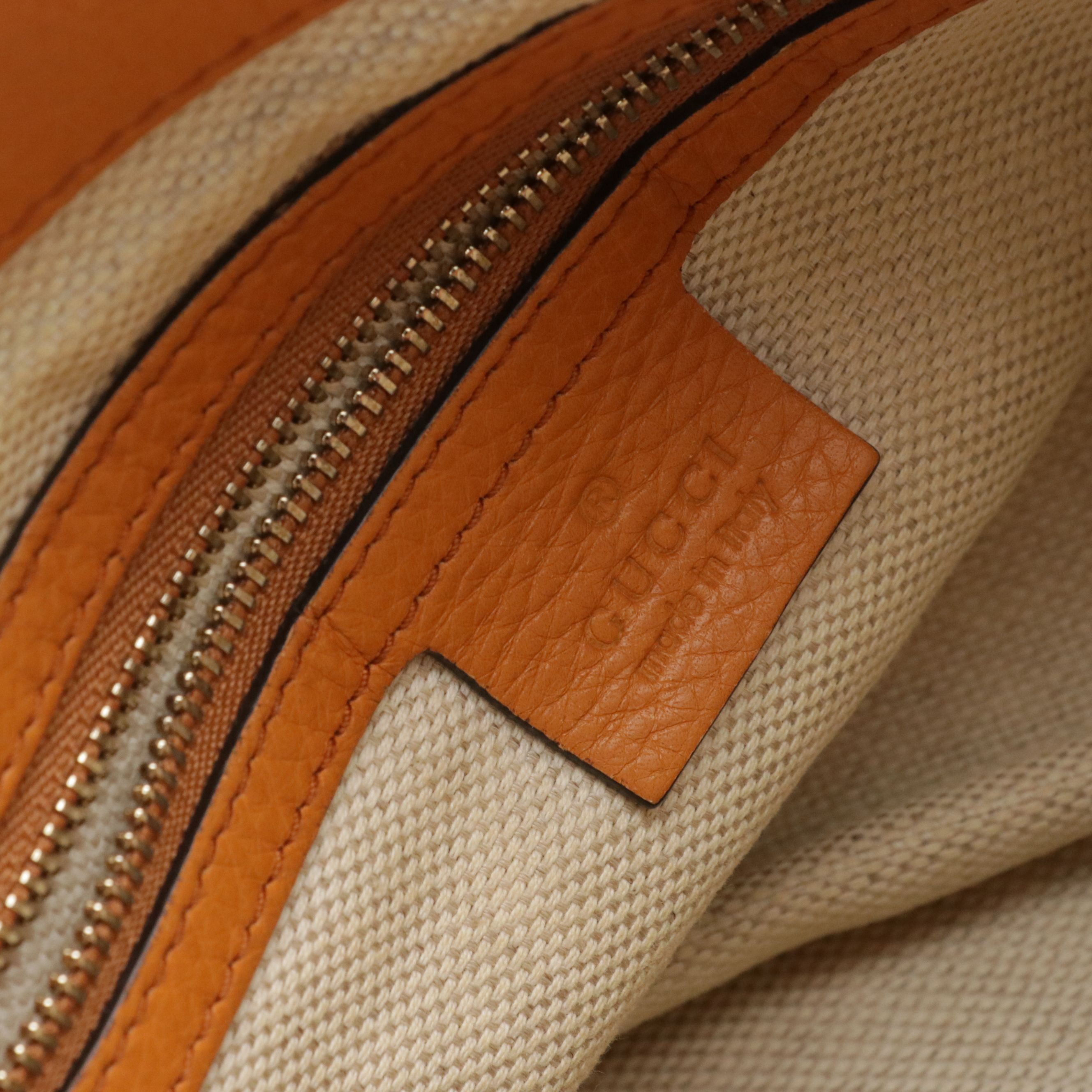 Gucci Soho Two-Way Shoulder Bag in Tangerine Orange Grained Calfskin Leather