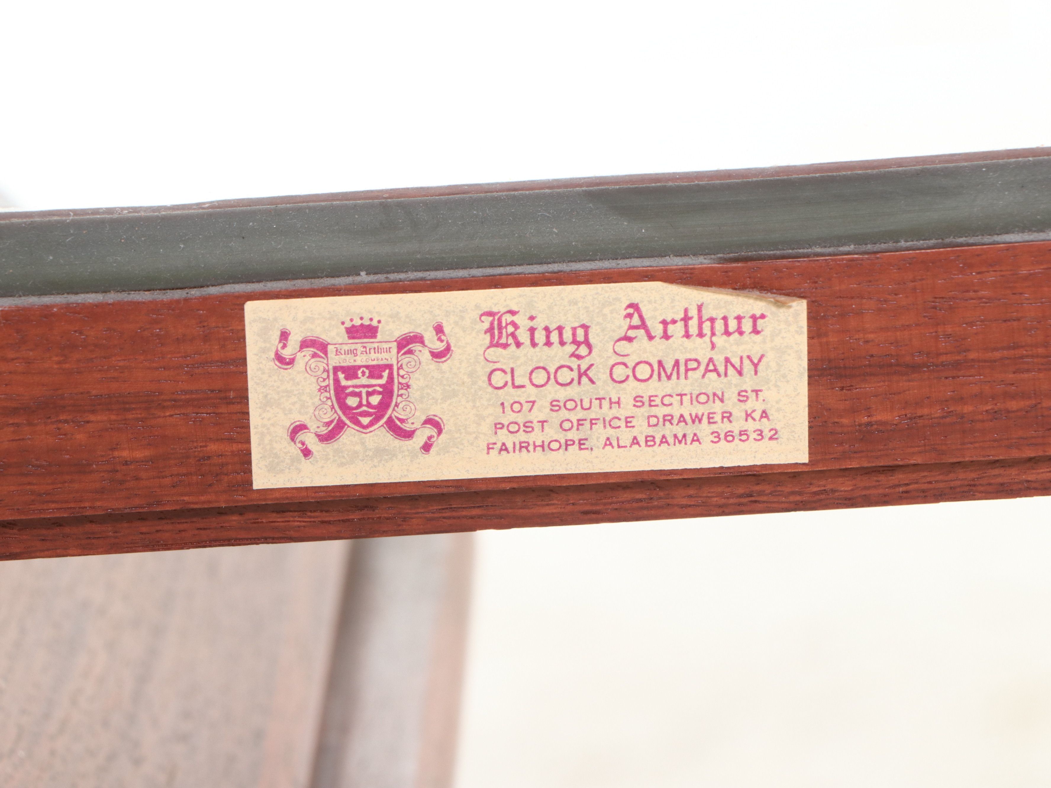 King Arthur Clock Company Wooden Grandfather Clock, Late 20th Century