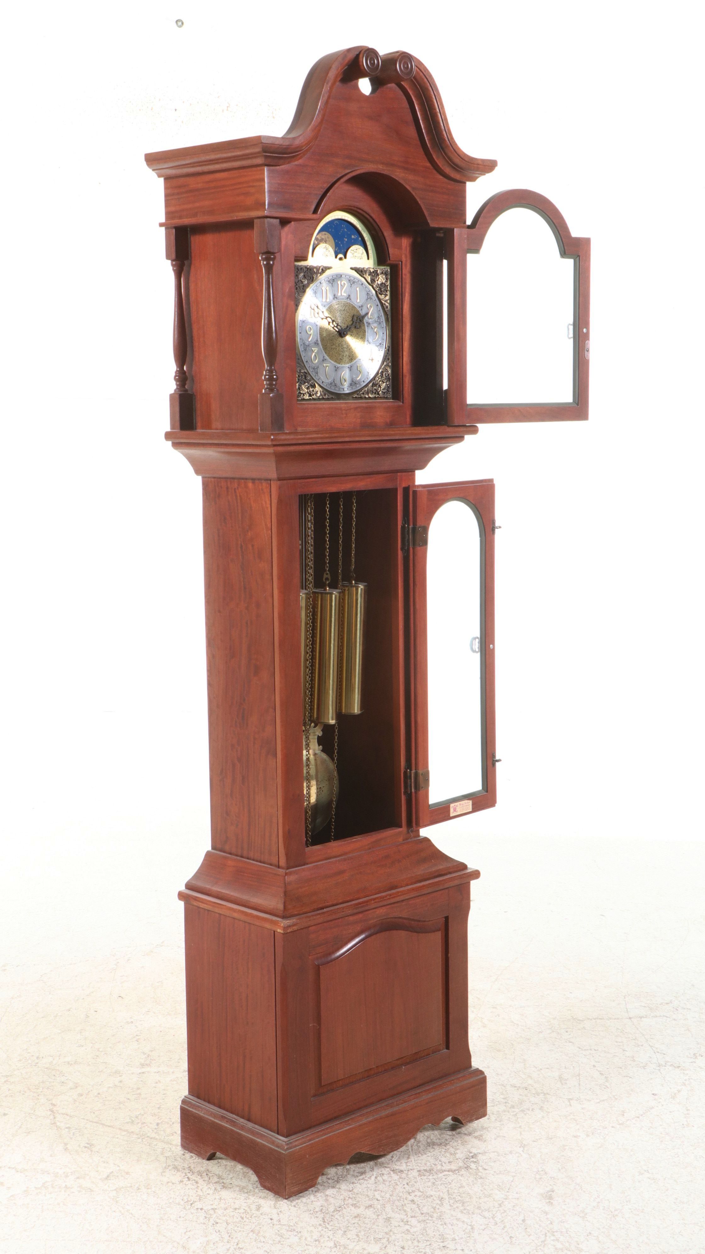 King Arthur Clock Company Wooden Grandfather Clock, Late 20th Century