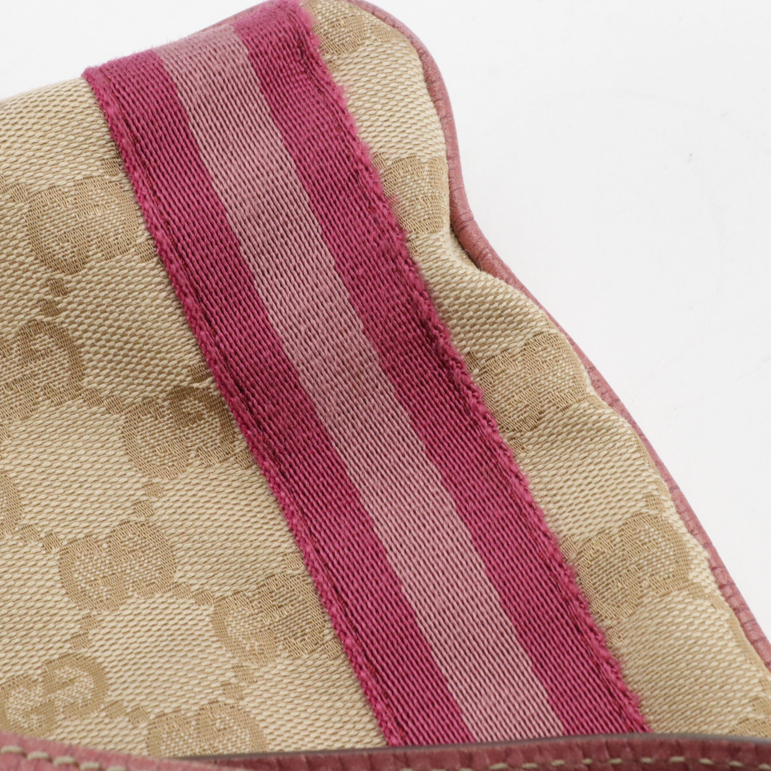 Gucci Jolicoeur Crossbody Messenger Bag in GG Canvas and Pink Leather Trim