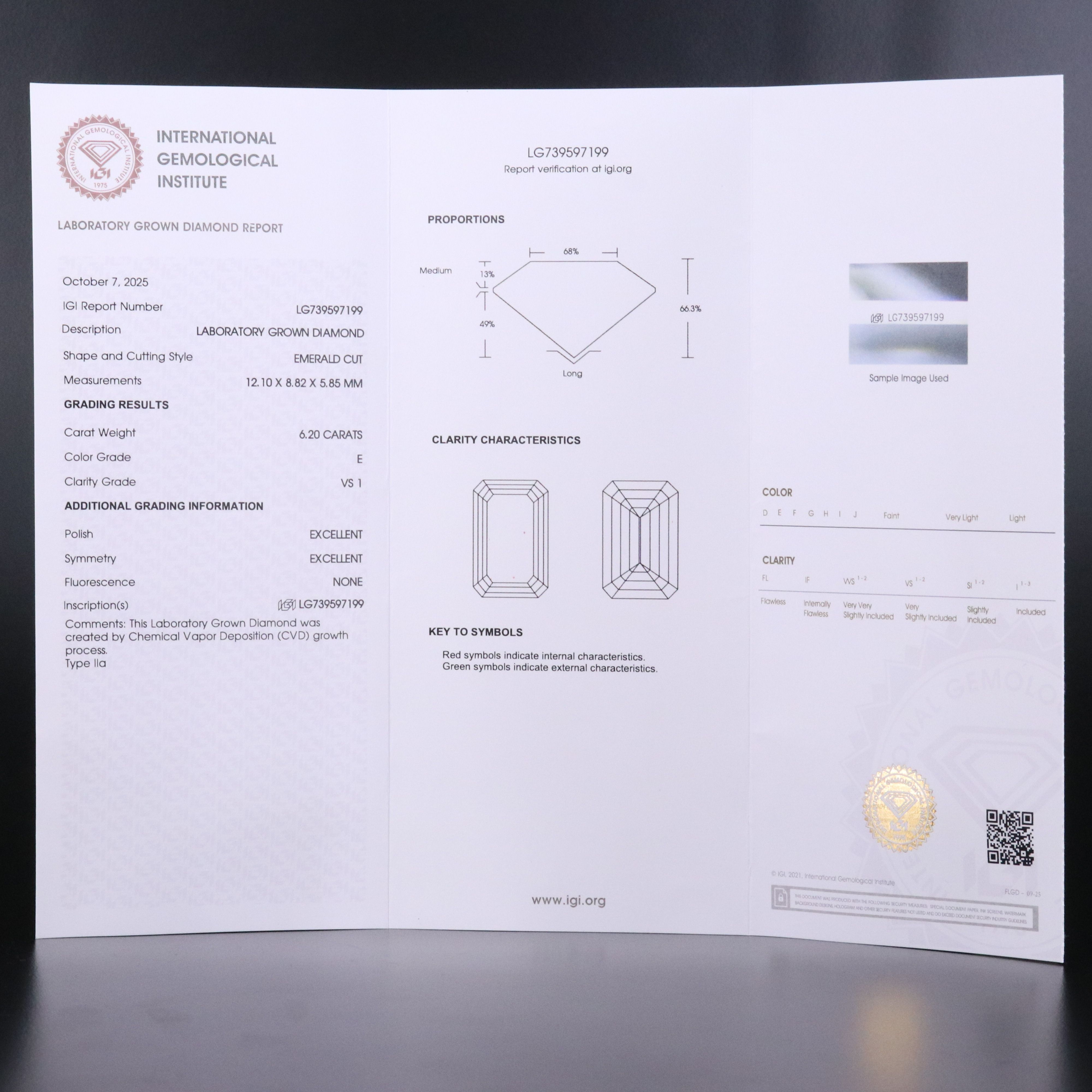 18K 7.20 CTW Lab Grown Diamond Ring with IGI Report