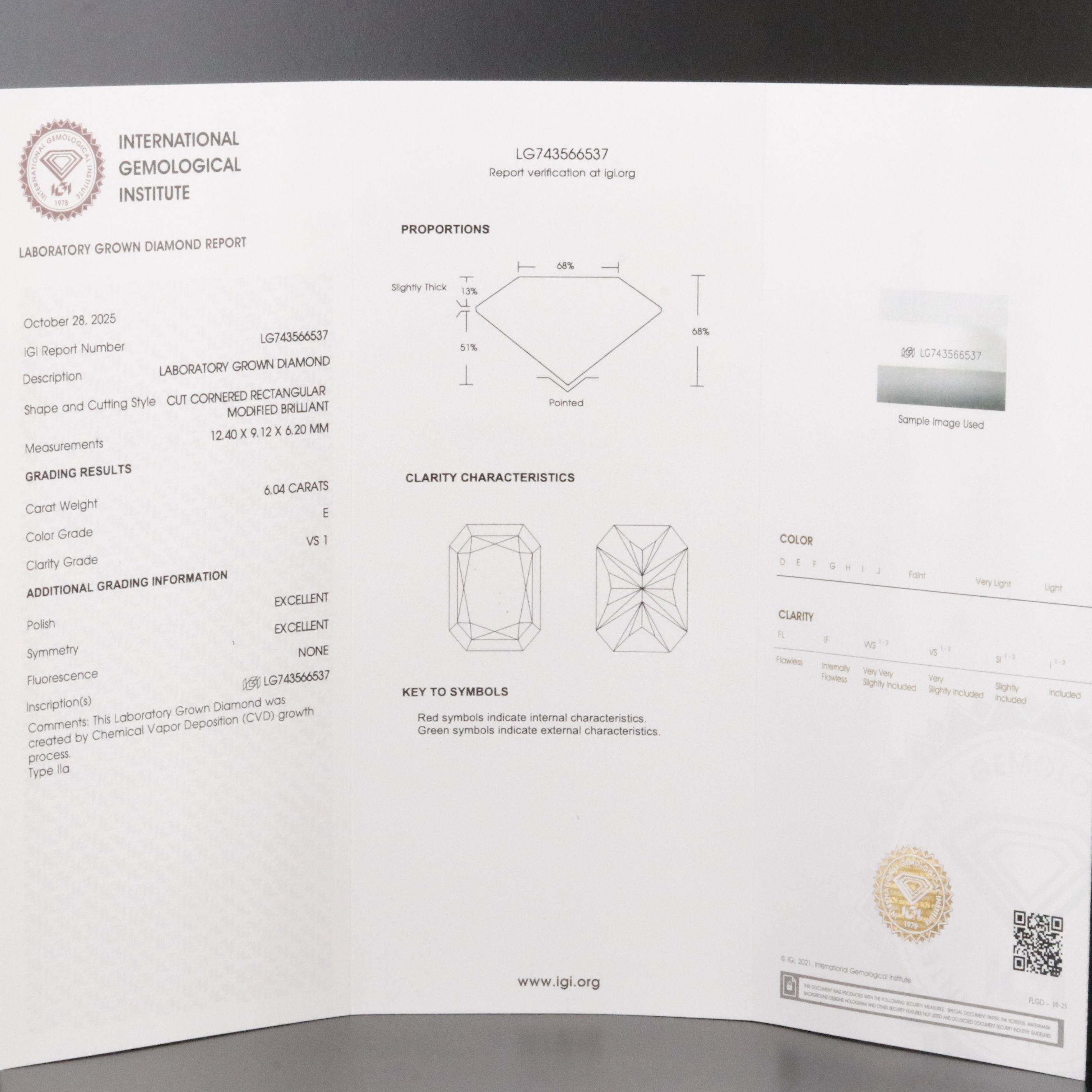 Platinum 6.98 CTW Lab Grown Diamond Ring with IGI Report