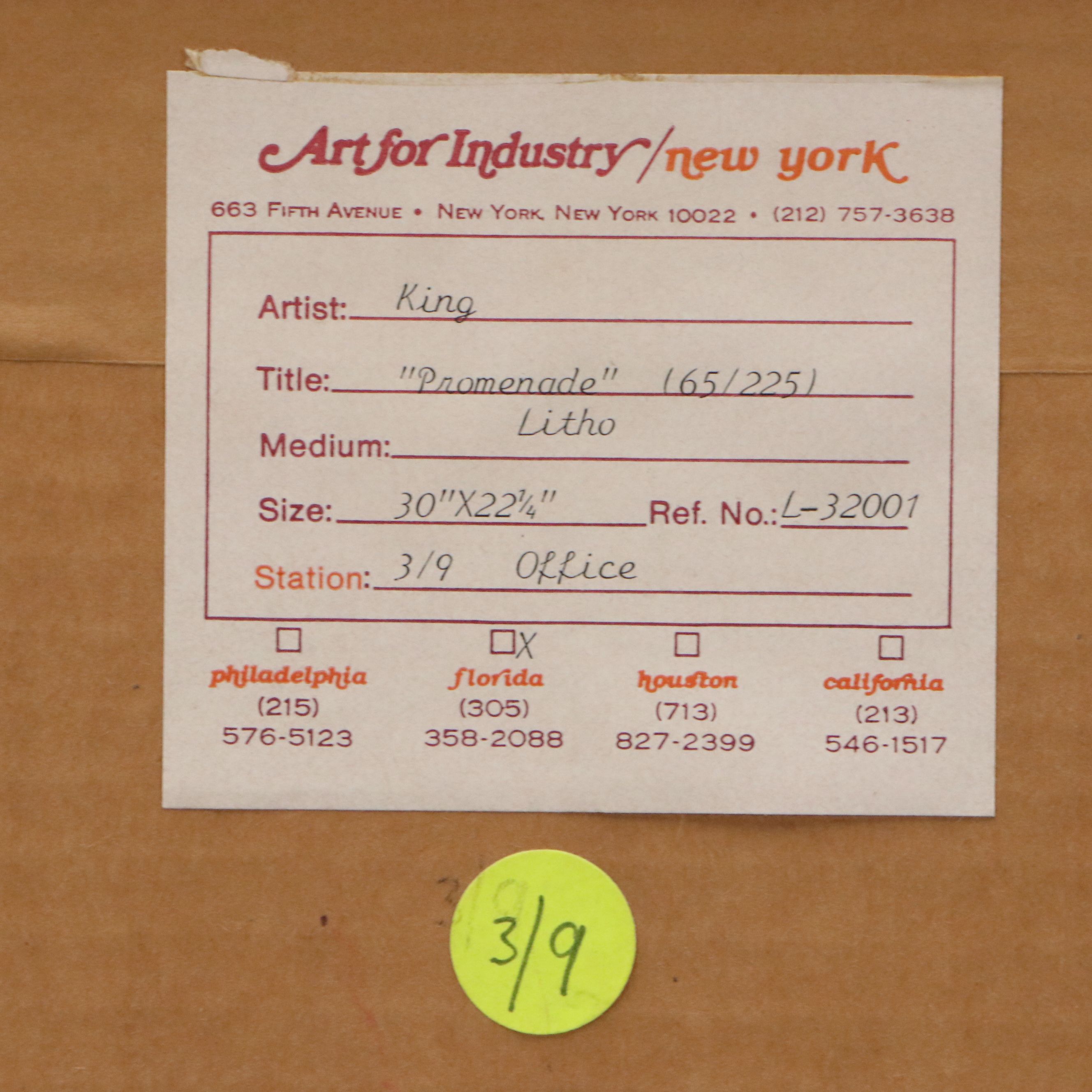 Quentin King Lithograph "Promenade," Late 20th Century