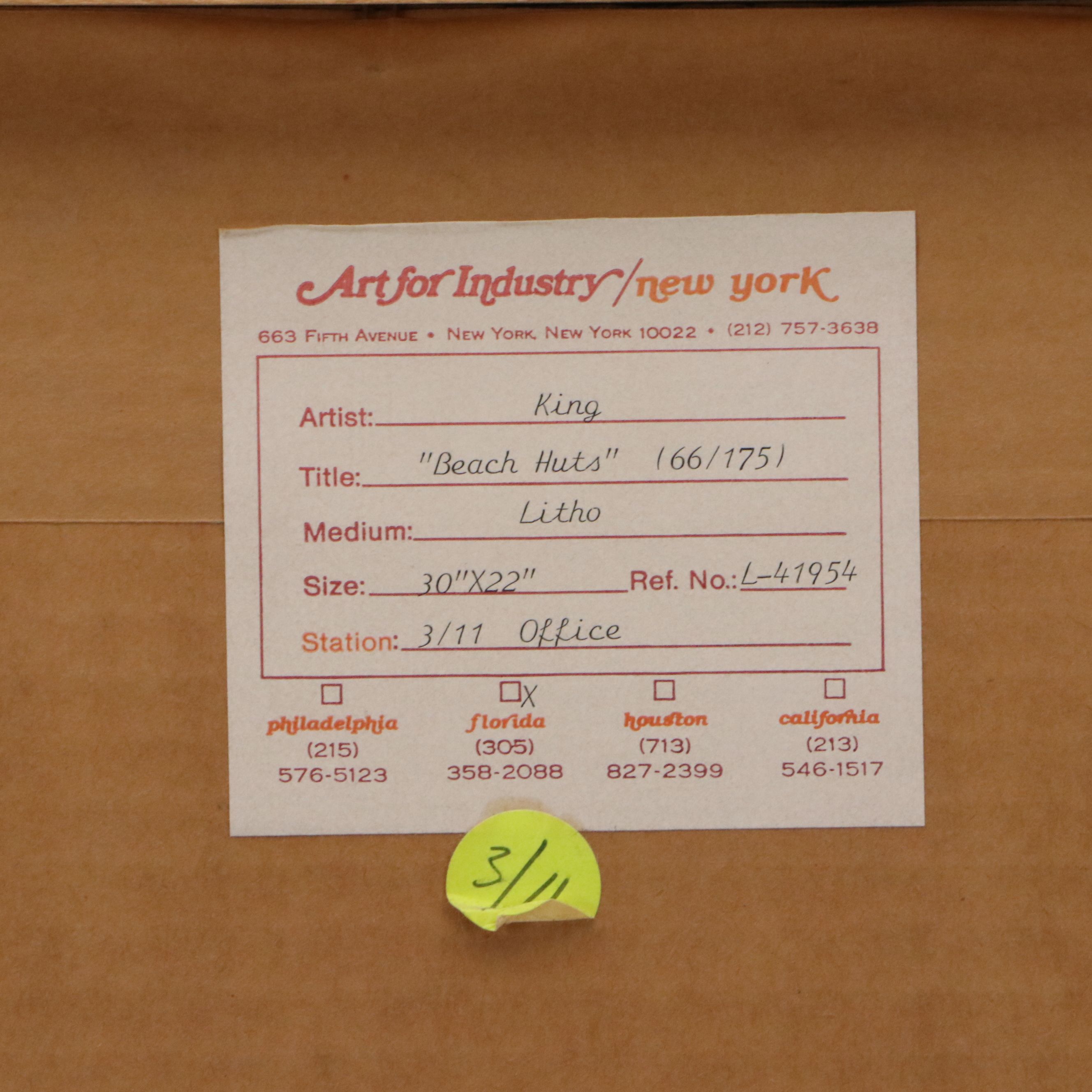 Quentin King Lithograph "Beach Huts," Late 20th Century