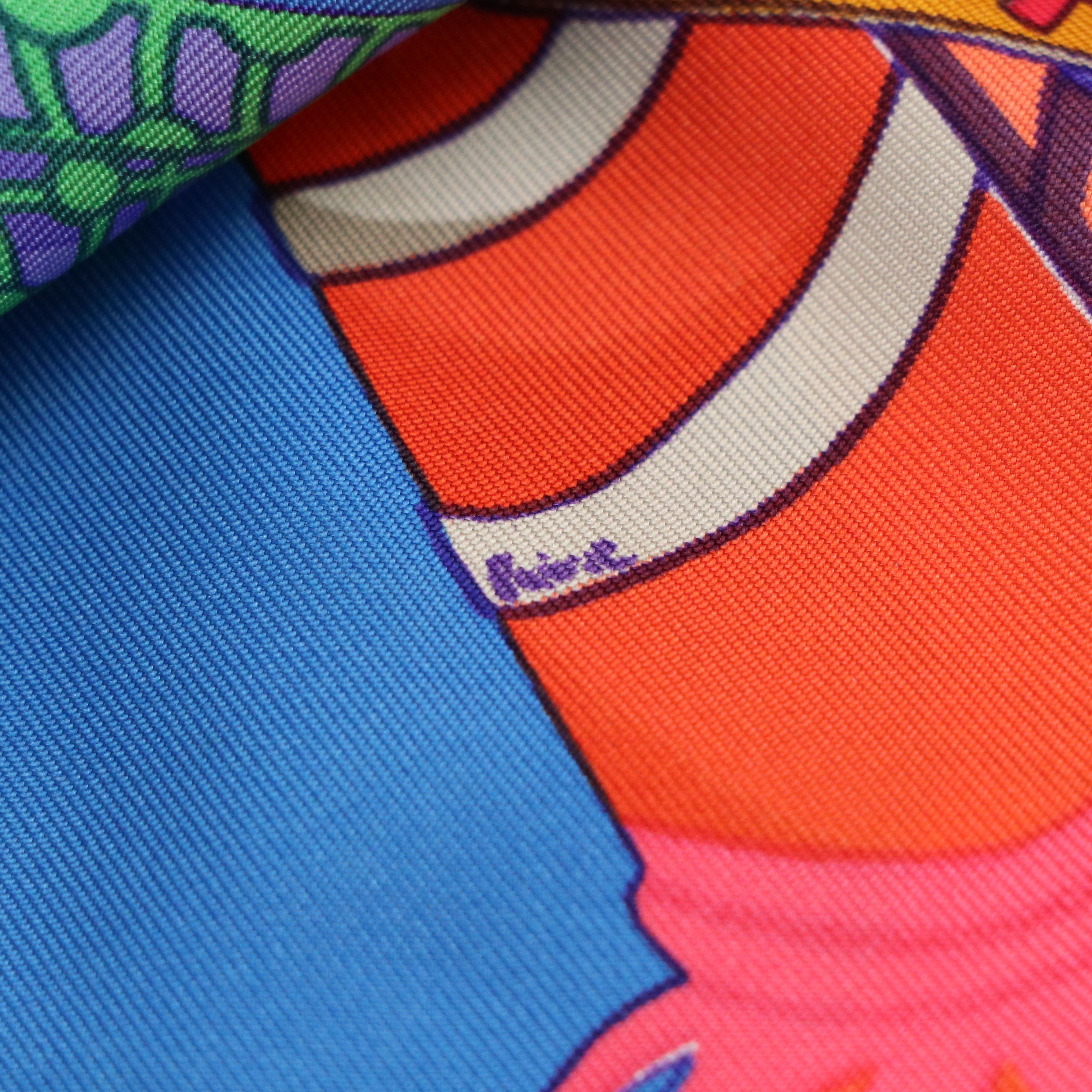 Hermès "Étendards et Bannières" Multicolored Silk Twill Scarf 90