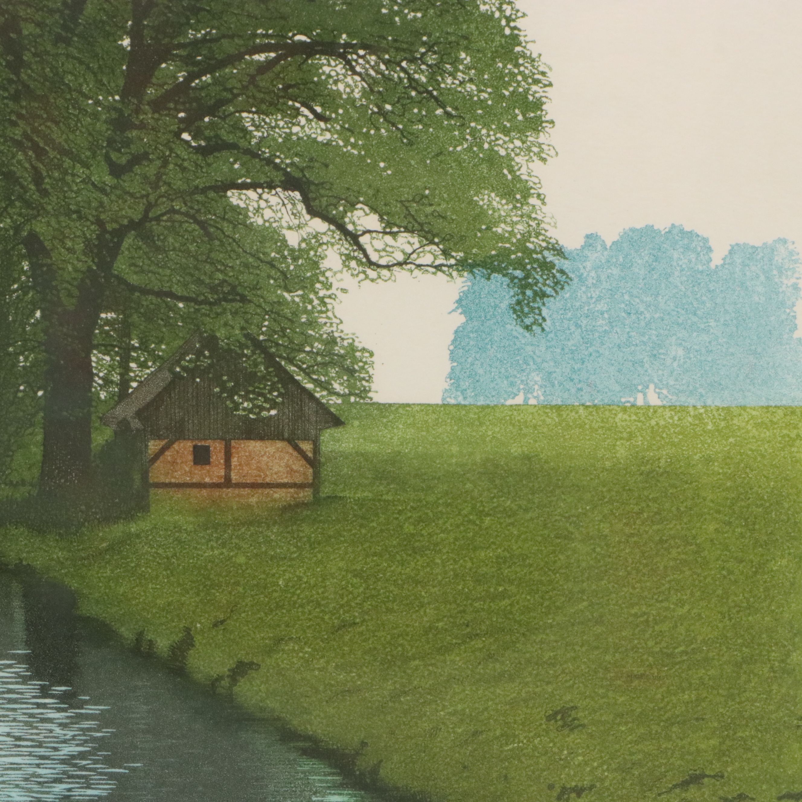 Christopher Penny Etching with Aquatint "Backwater," Late 20th Century