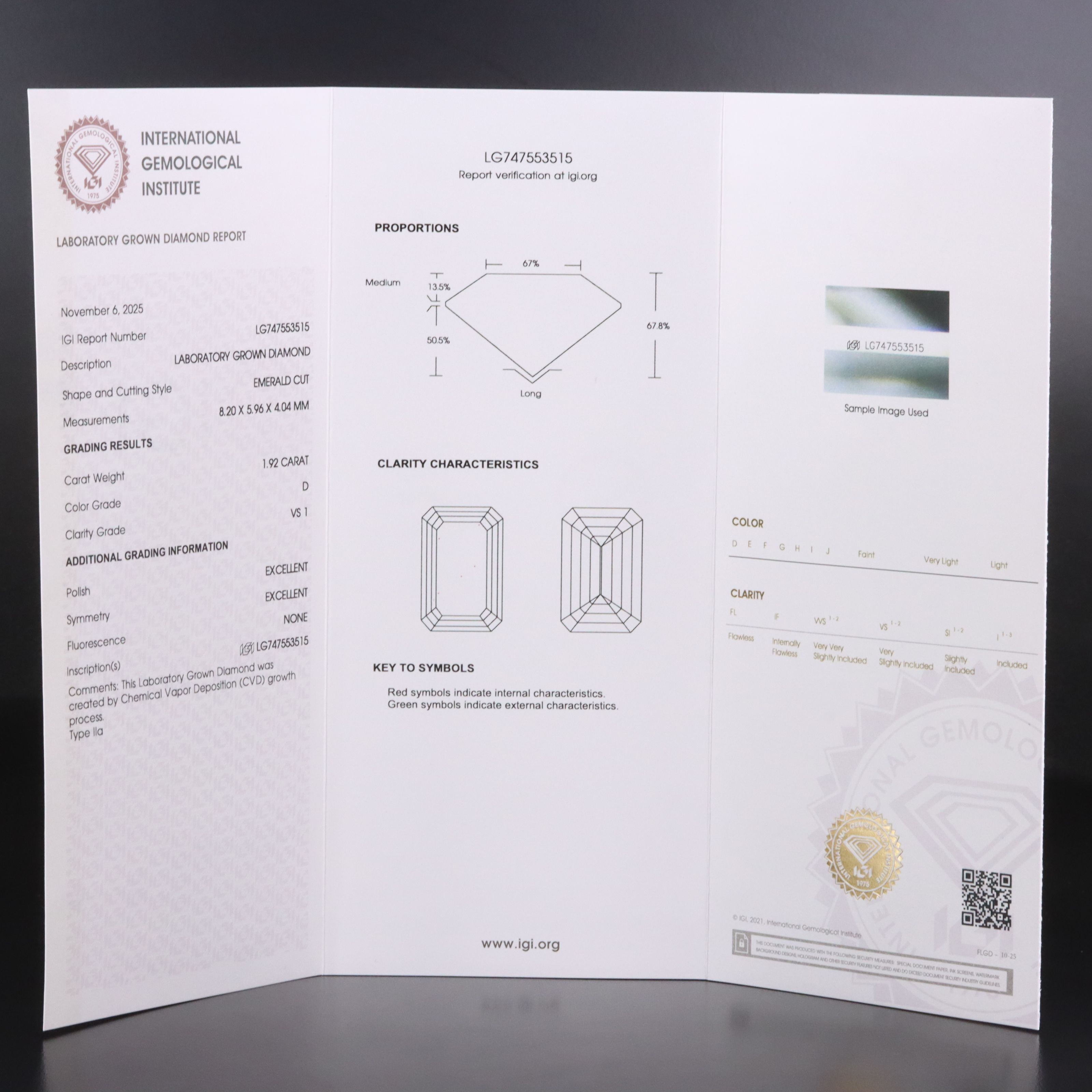Loose 1.92 CT Lab Grown Diamond with IGI Report