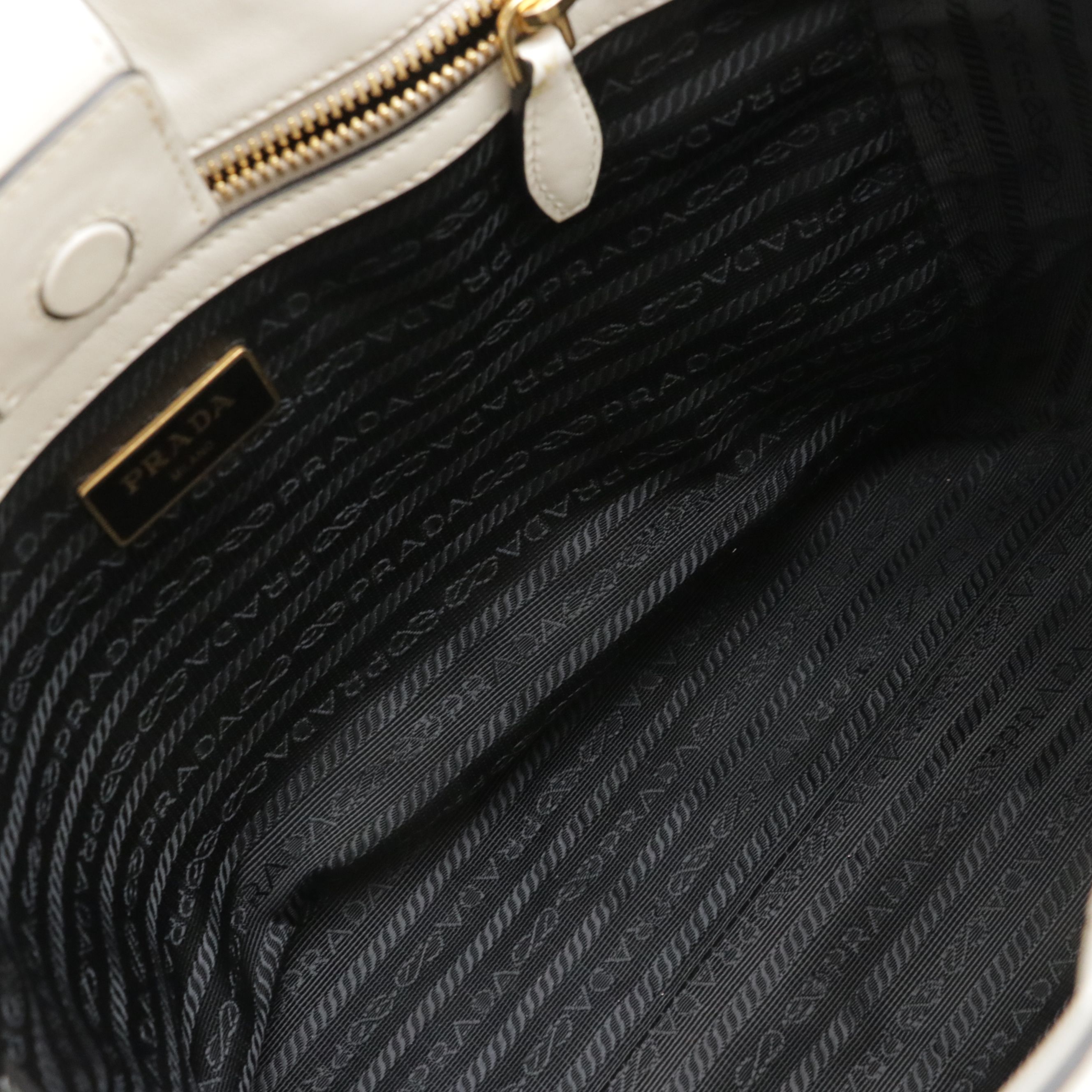 Prada White Saffiano and Smooth Leather Two-Way Tote