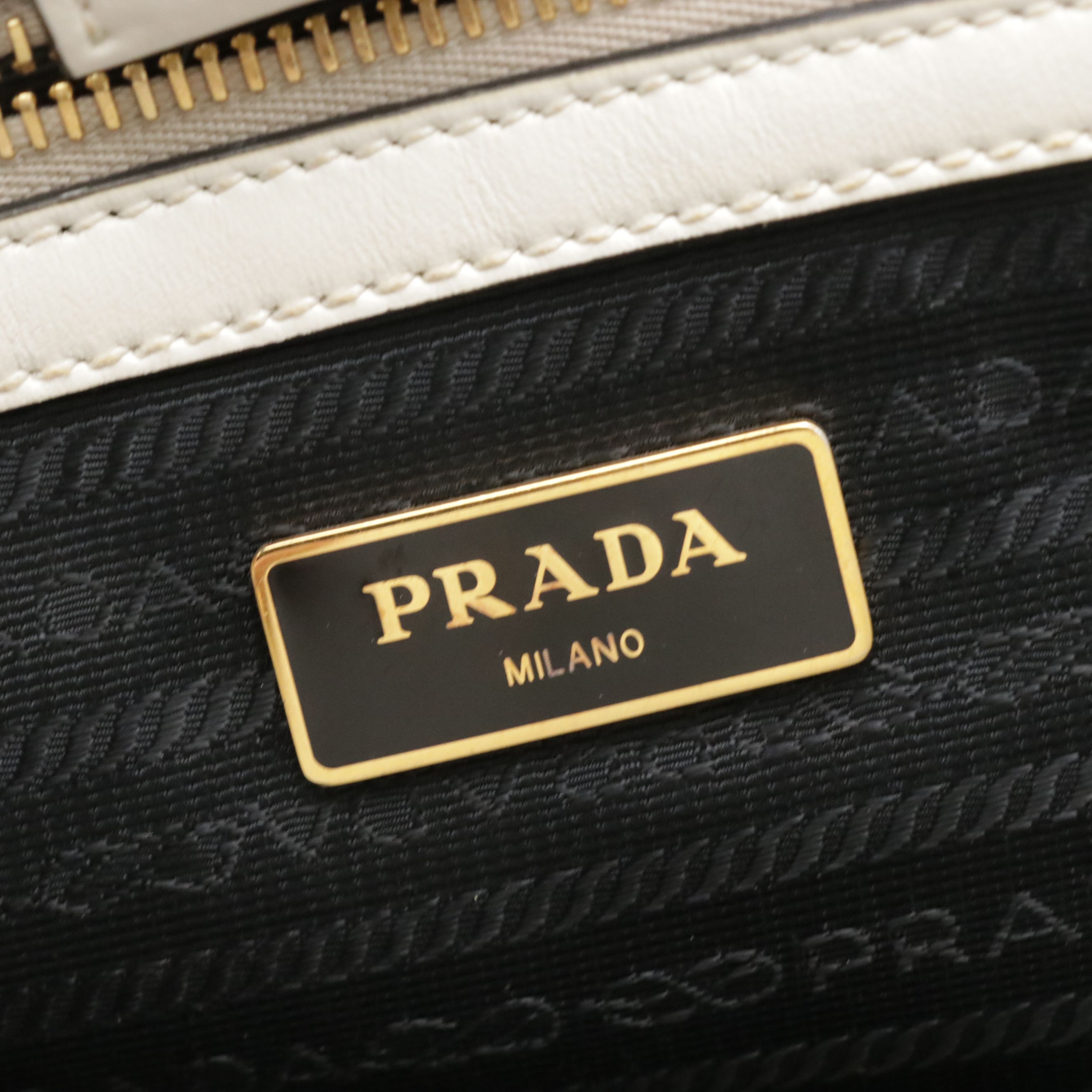 Prada White Saffiano and Smooth Leather Two-Way Tote