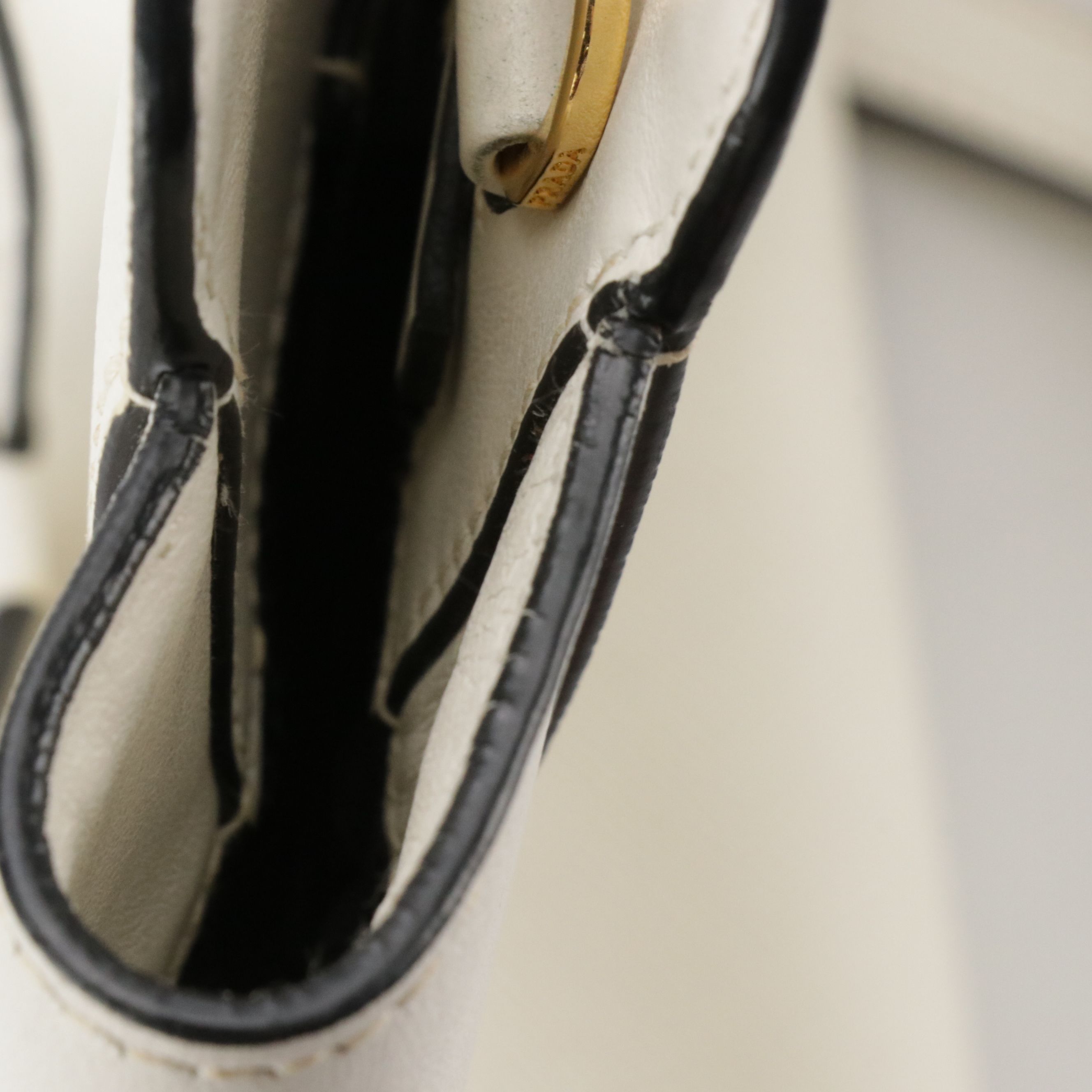 Prada White Saffiano and Smooth Leather Two-Way Tote