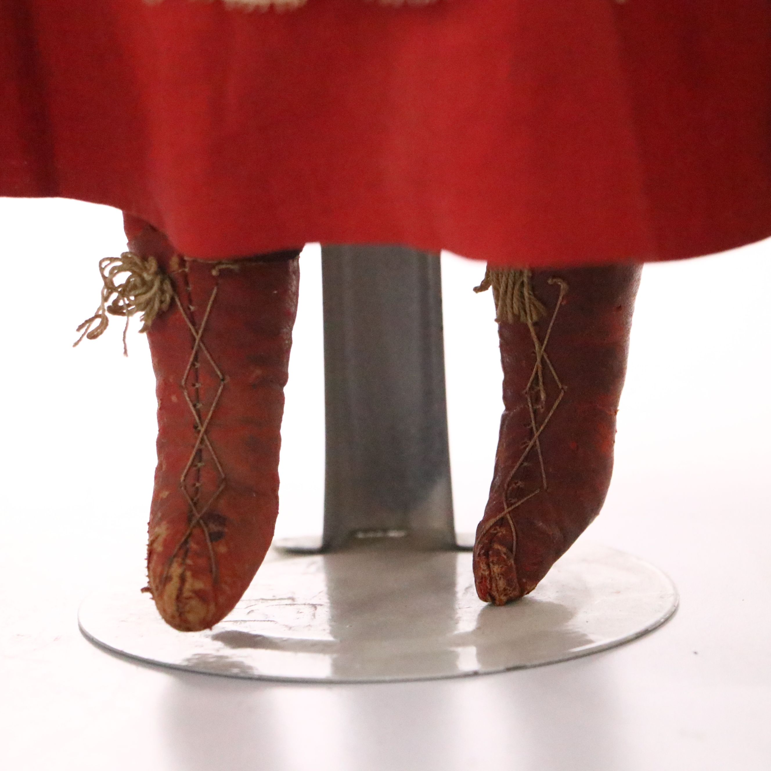 German Bisque Lady Doll with Molded Blonde Hair and Collar with Other Dolls