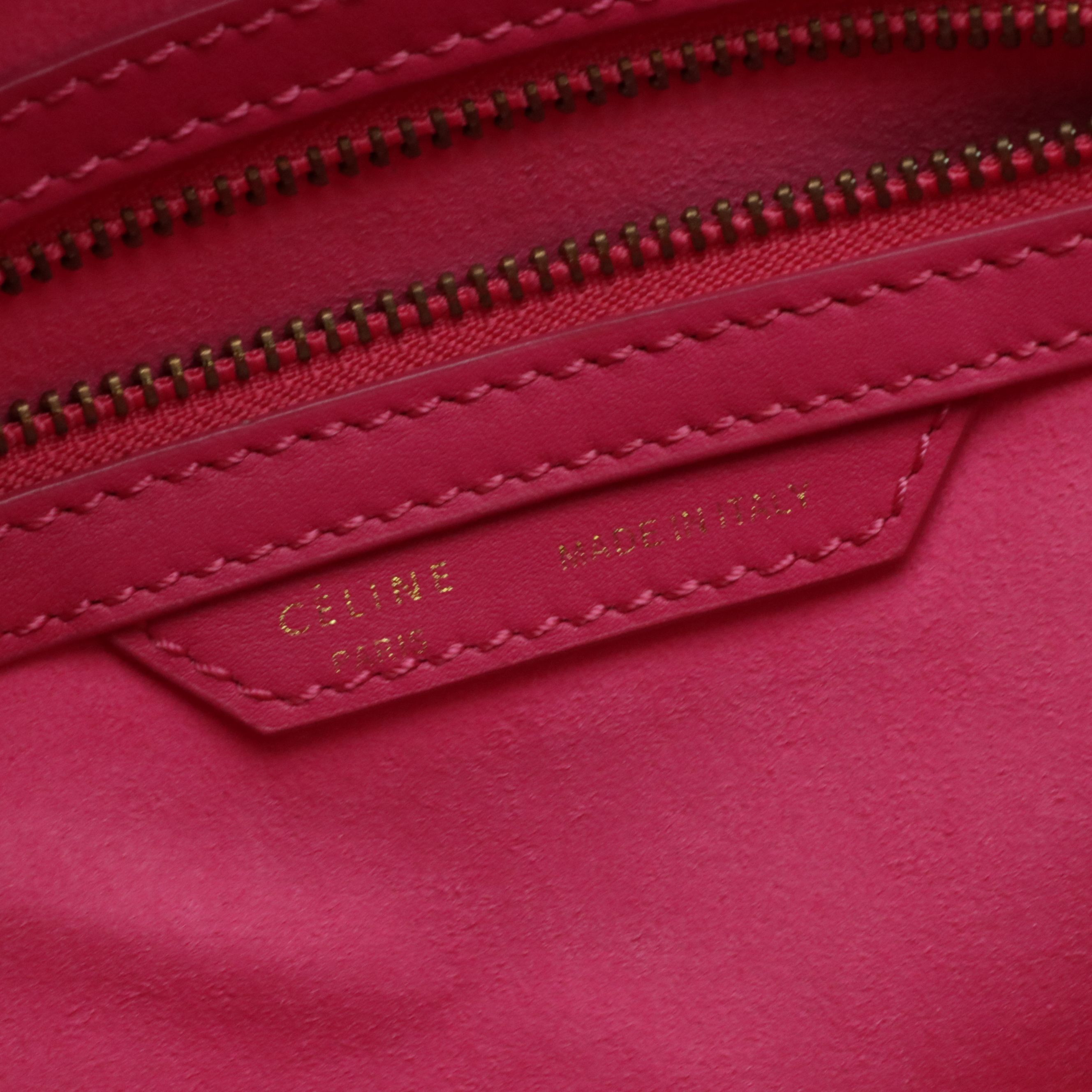 Celine Luggage Tote in Hot Pink Smooth Calfskin Leather