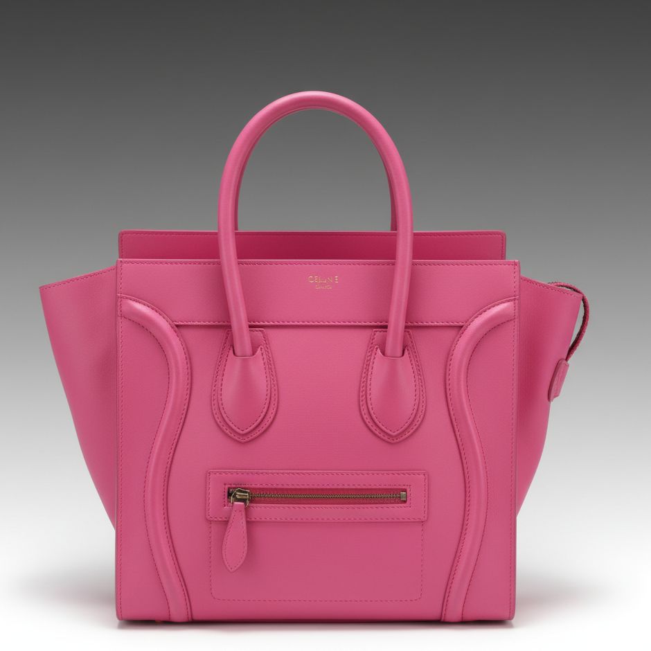 Celine Luggage Tote in Hot Pink Smooth Calfskin Leather