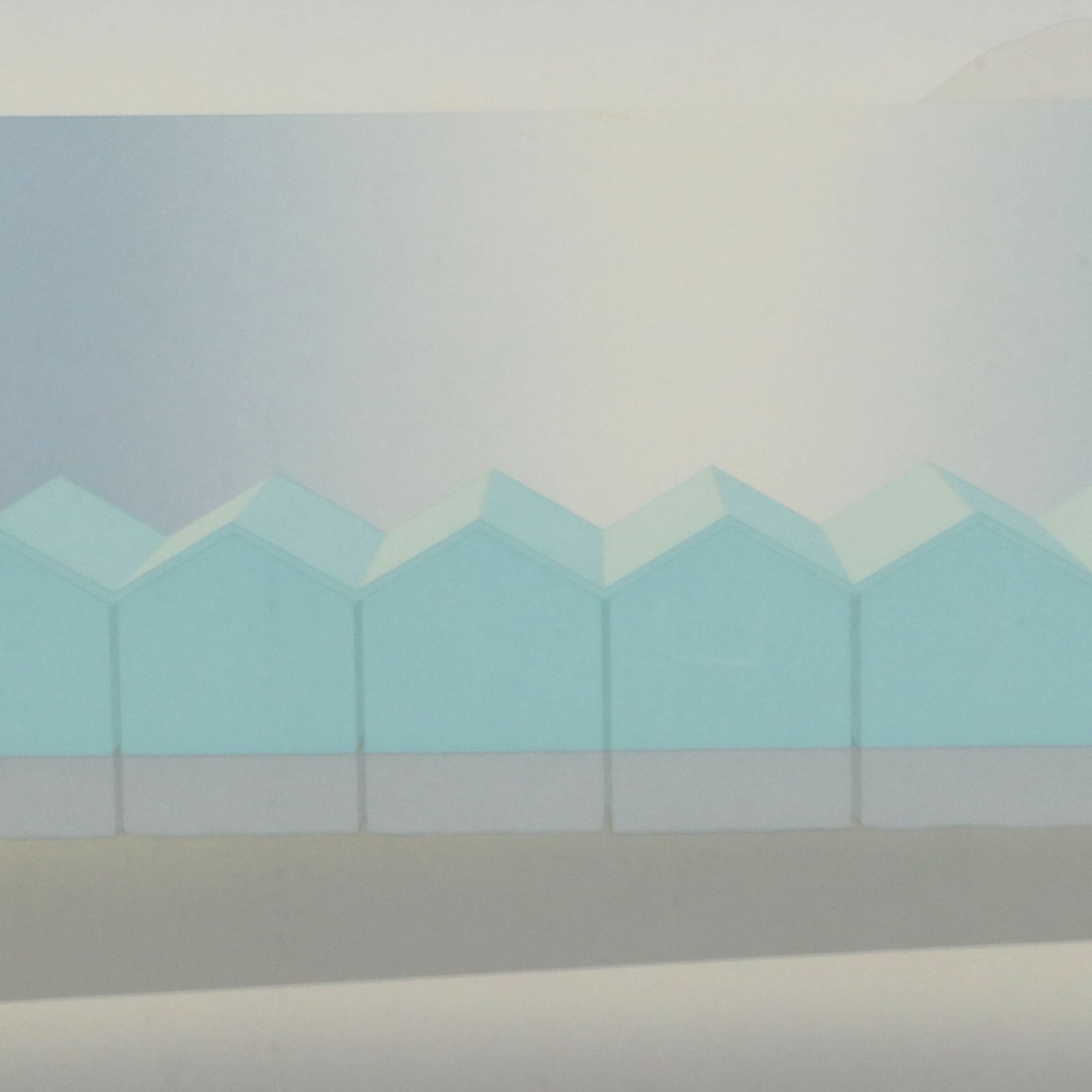 Quentin King Lithograph "Beach Huts," Late 20th Century